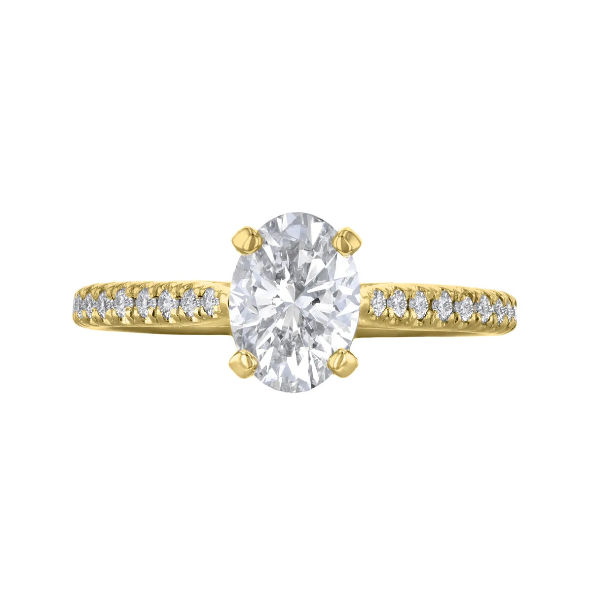 0.25ct Ophelia Shoulder Set Oval Cut Diamond Solitaire Engagement Ring | 18ct Yellow Gold