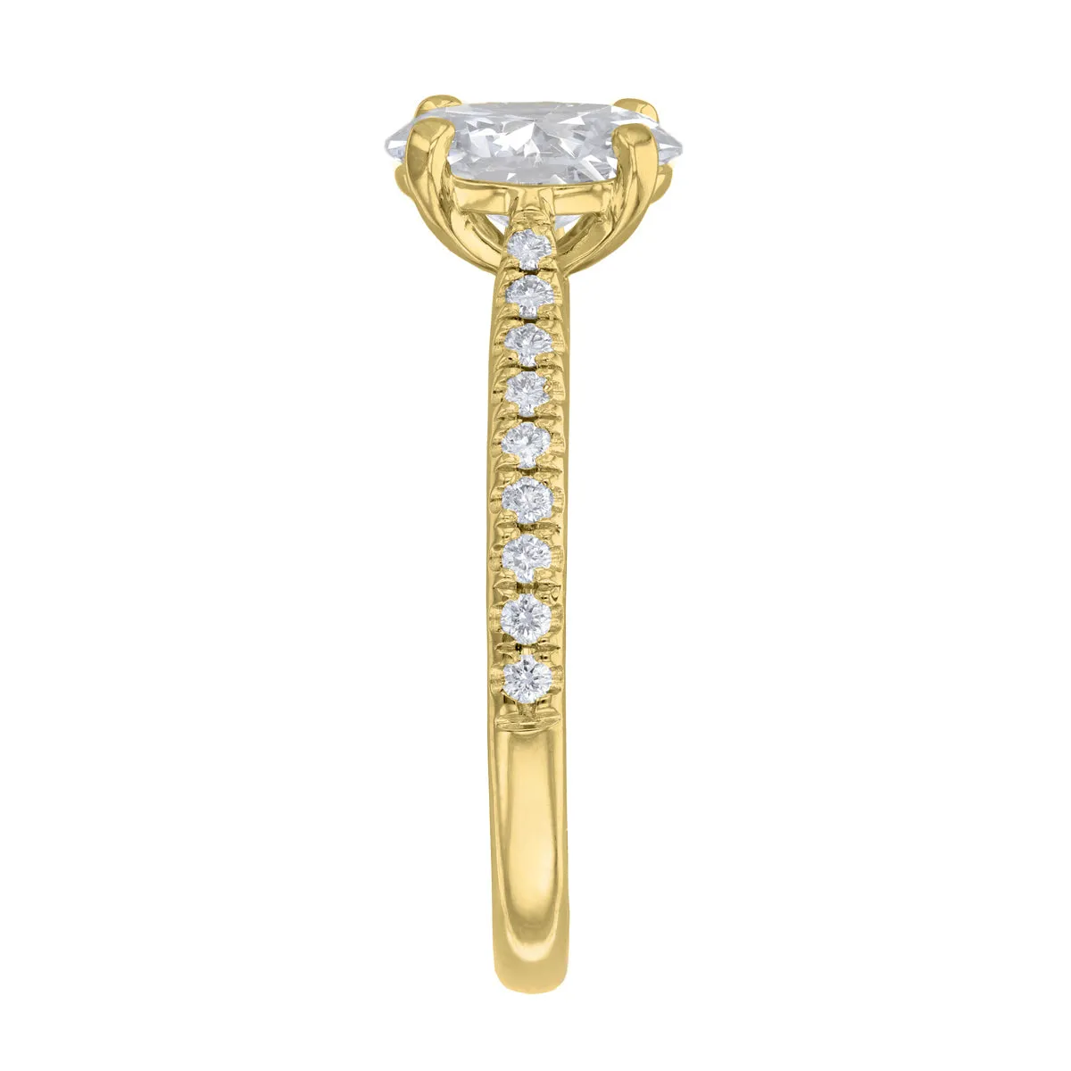 0.25ct Ophelia Shoulder Set Oval Cut Diamond Solitaire Engagement Ring | 18ct Yellow Gold