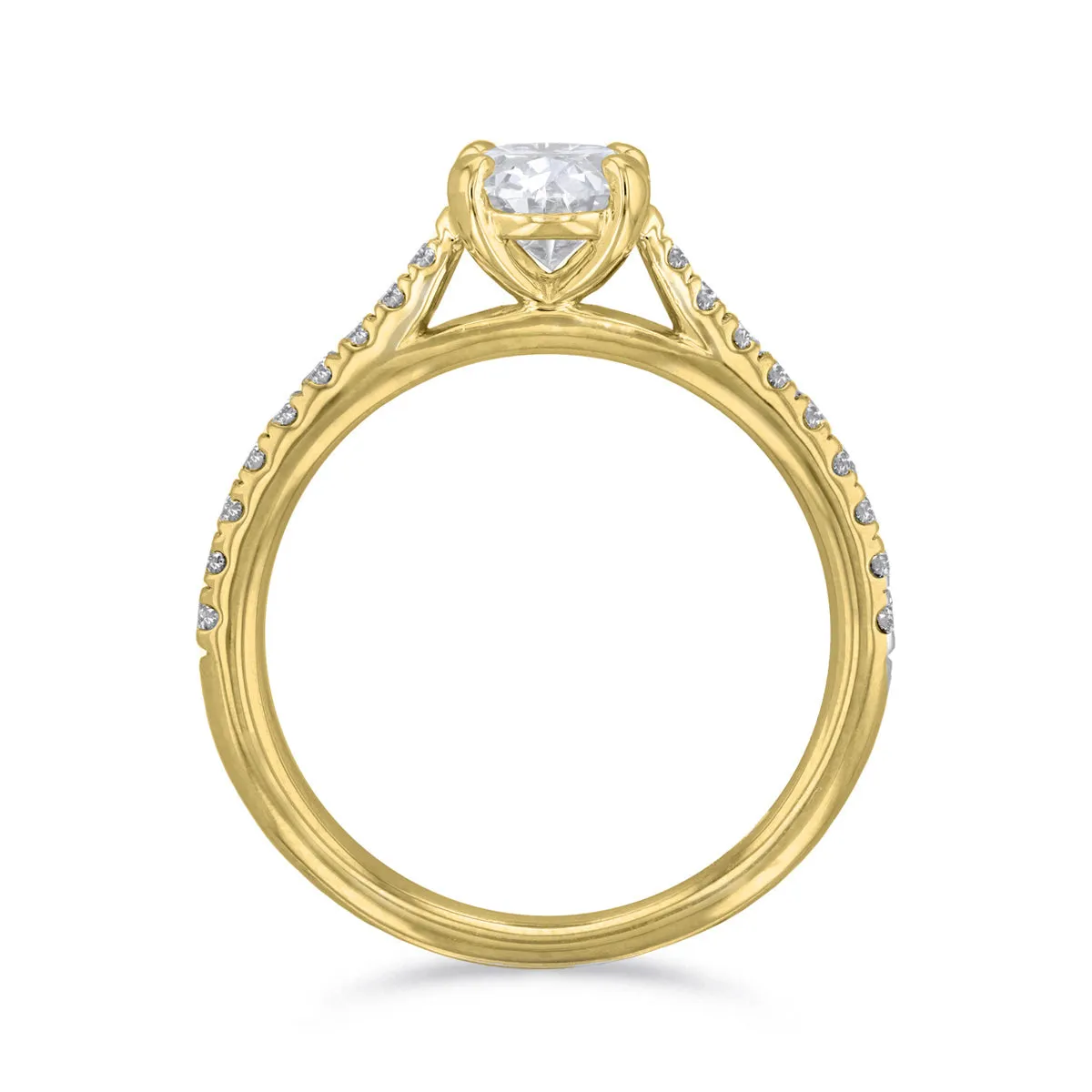 0.25ct Ophelia Shoulder Set Oval Cut Diamond Solitaire Engagement Ring | 18ct Yellow Gold