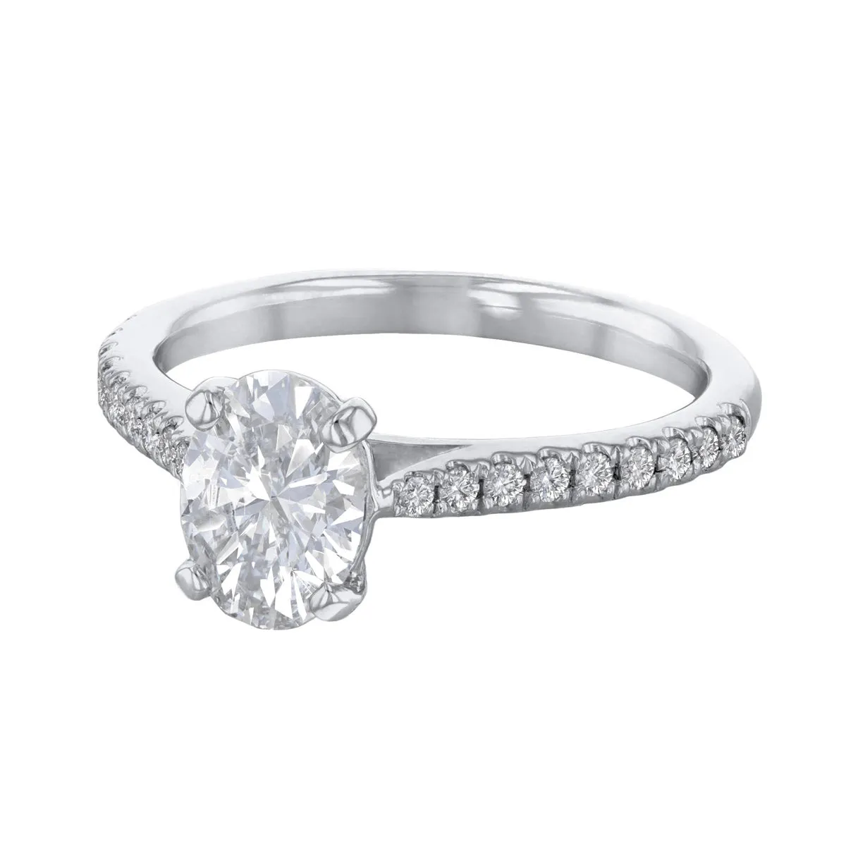 0.25ct Ophelia Shoulder Set Oval Cut Diamond Solitaire Engagement Ring | Platinum