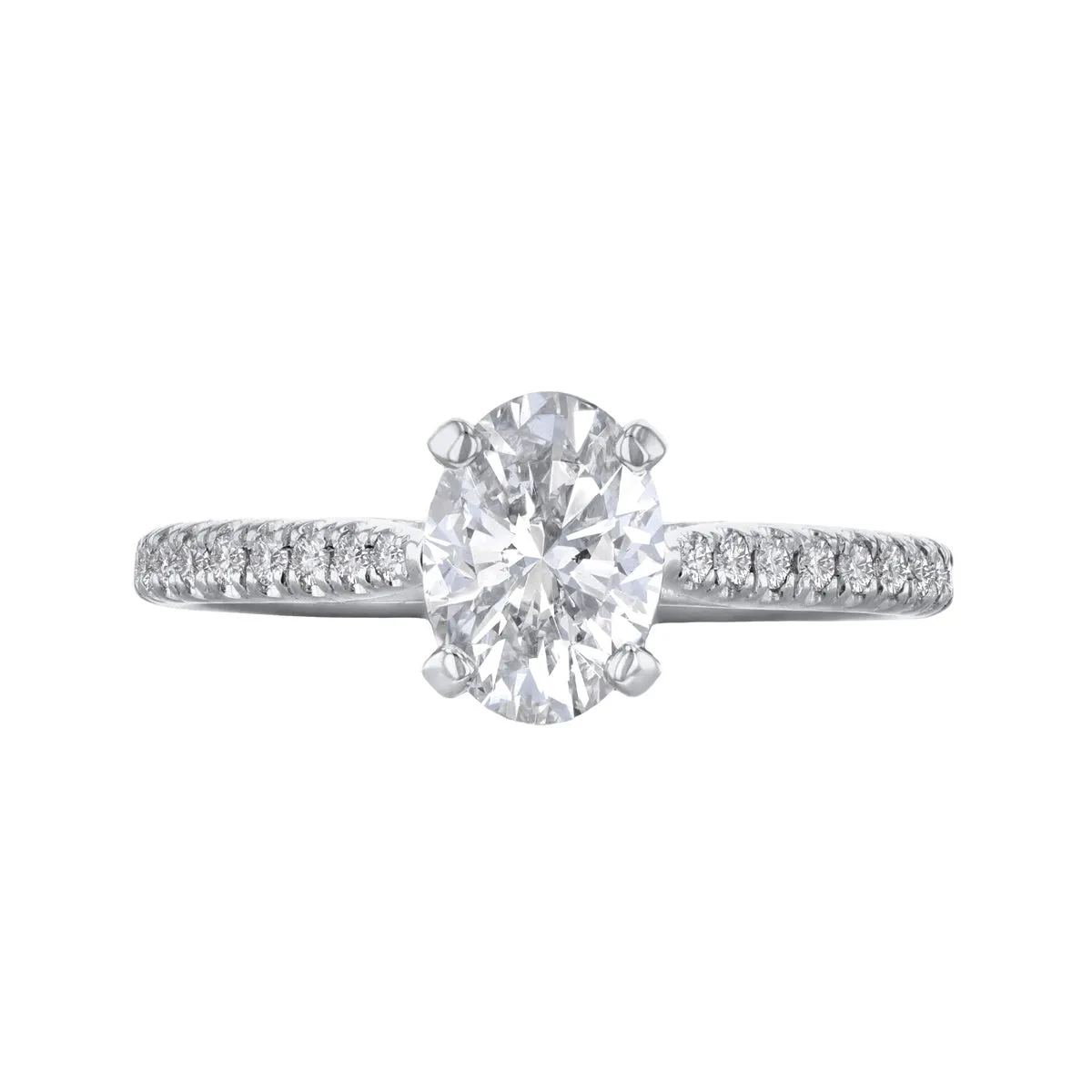 0.25ct Ophelia Shoulder Set Oval Cut Diamond Solitaire Engagement Ring | Platinum