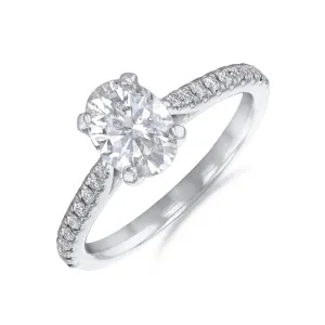 0.25ct Ophelia Shoulder Set Oval Cut Diamond Solitaire Engagement Ring | Platinum
