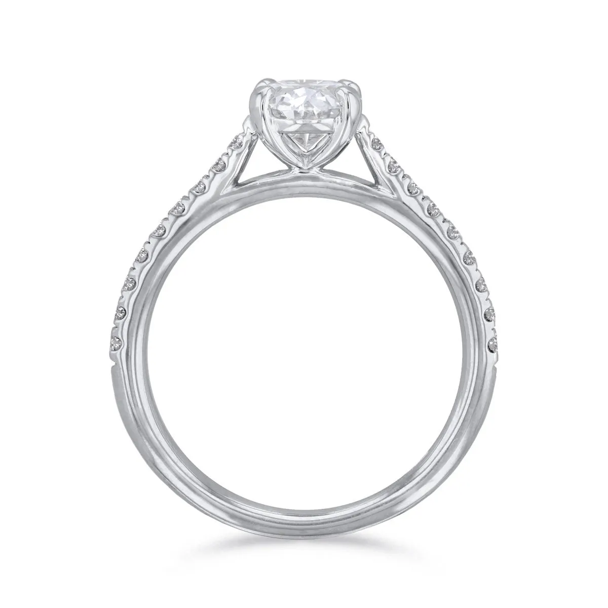 0.25ct Ophelia Shoulder Set Oval Cut Diamond Solitaire Engagement Ring | Platinum