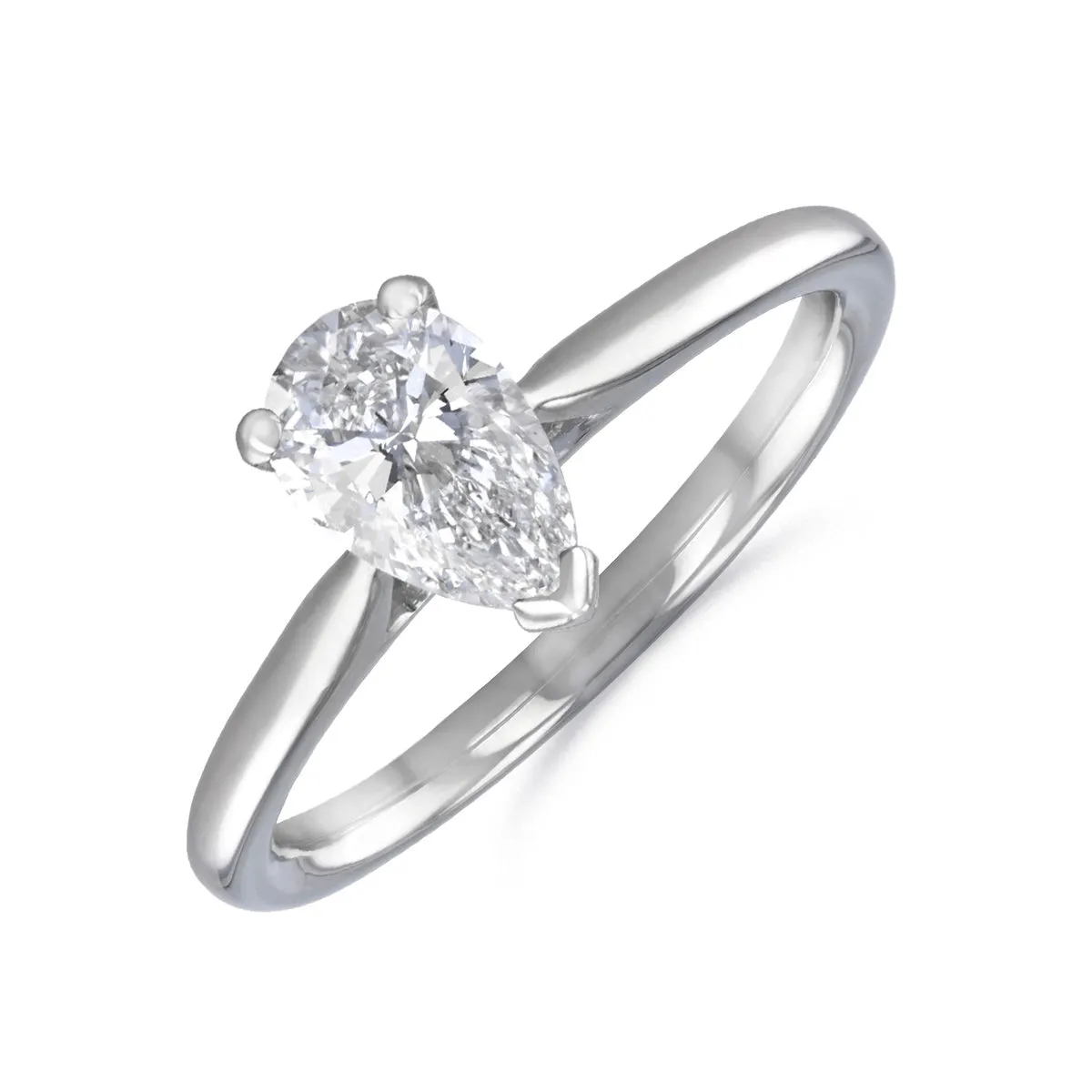 0.35ct Ophelia Pear Cut Diamond Solitaire Engagement Ring | 18ct White Gold