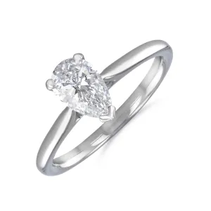 0.35ct Ophelia Pear Cut Diamond Solitaire Engagement Ring | 18ct White Gold