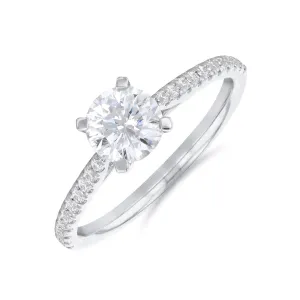 0.35ct Ophelia Shoulder Set Round Brilliant Cut Diamond Solitaire Engagement Ring | 18ct White Gold