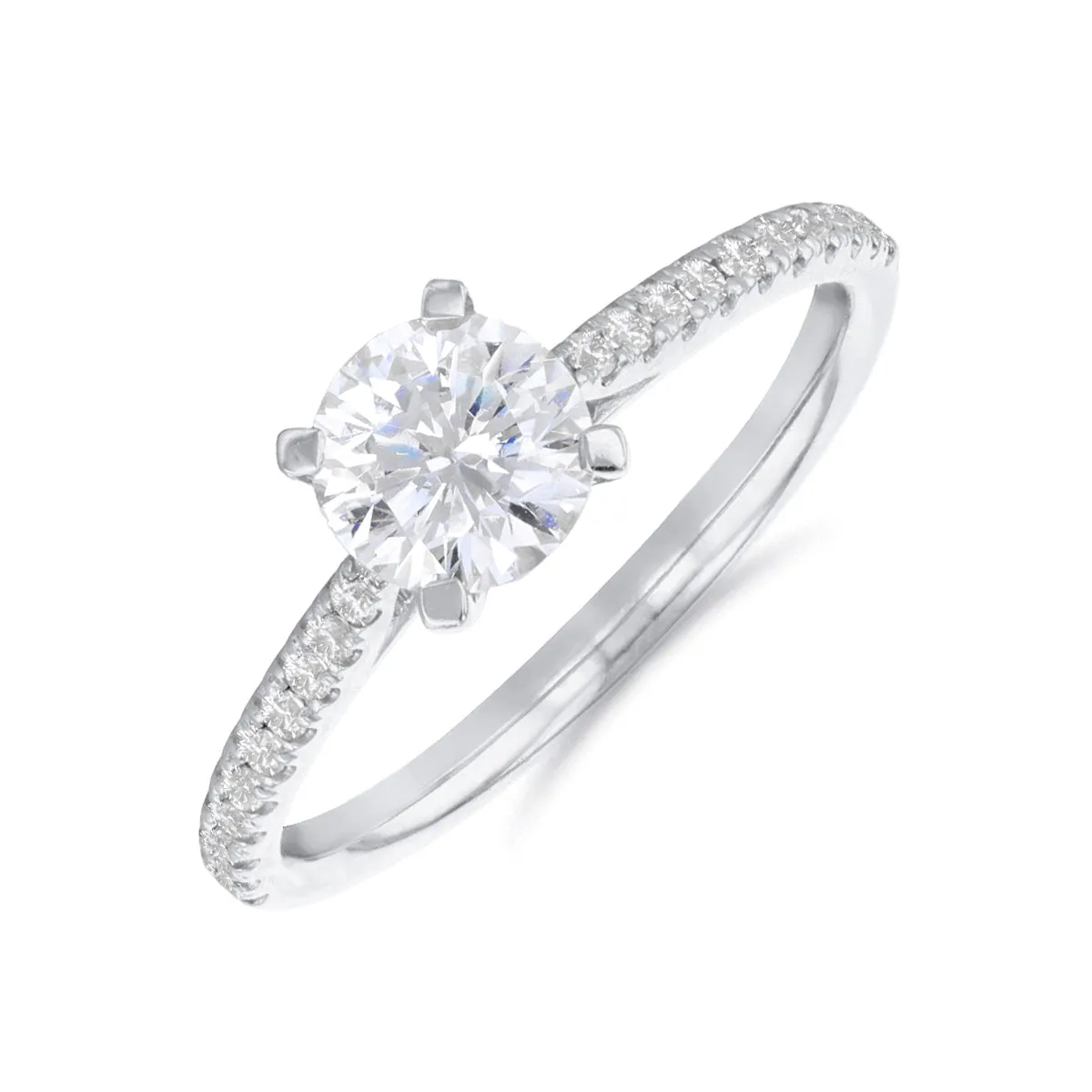 0.35ct Ophelia Shoulder Set Round Brilliant Cut Diamond Solitaire Engagement Ring | 18ct White Gold