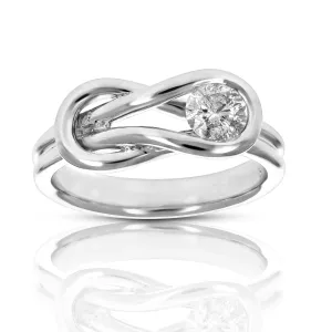 0.45 cttw Solitaire Diamond Knot Ring in 14K White Gold