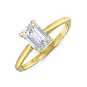 0.50ct Ophelia Emerald Cut Diamond Solitaire Engagement Ring | 18ct Yellow Gold