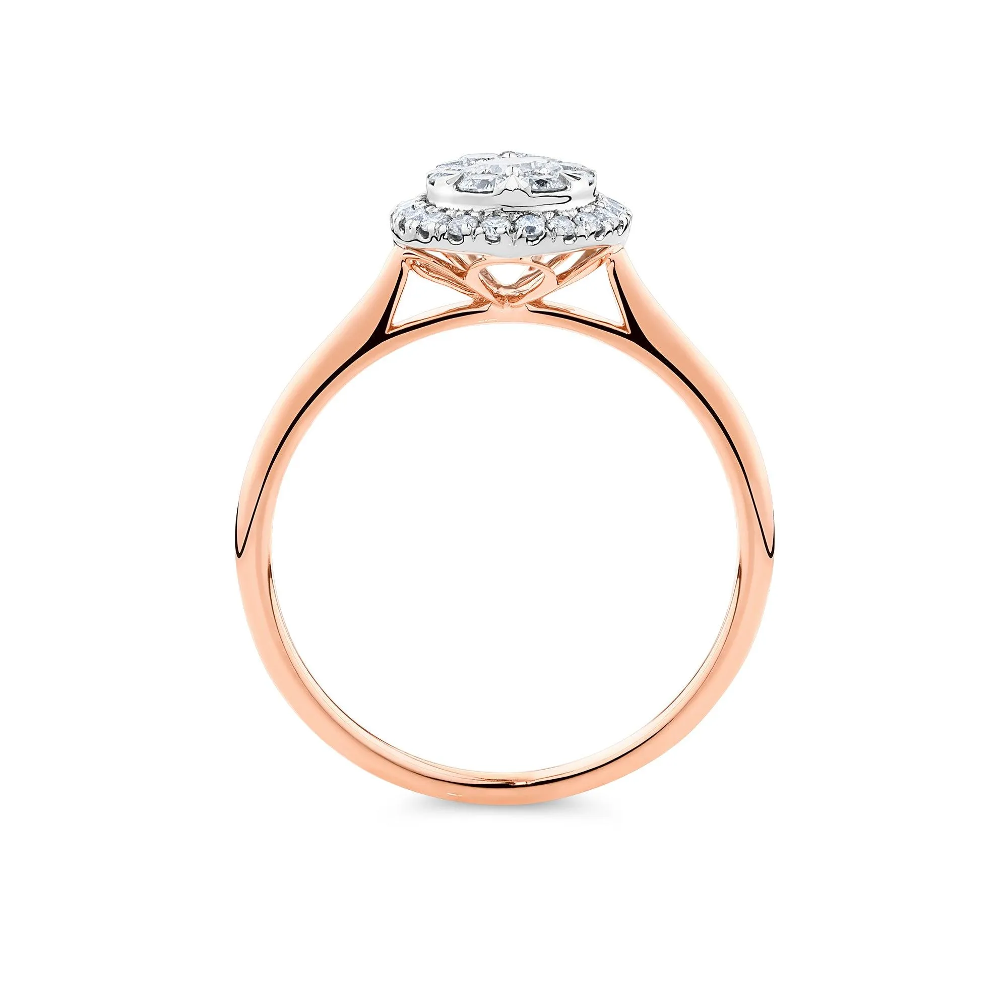0.50ct TW Diamond Pear Halo Engagement Ring in 9ct Rose and White Gold