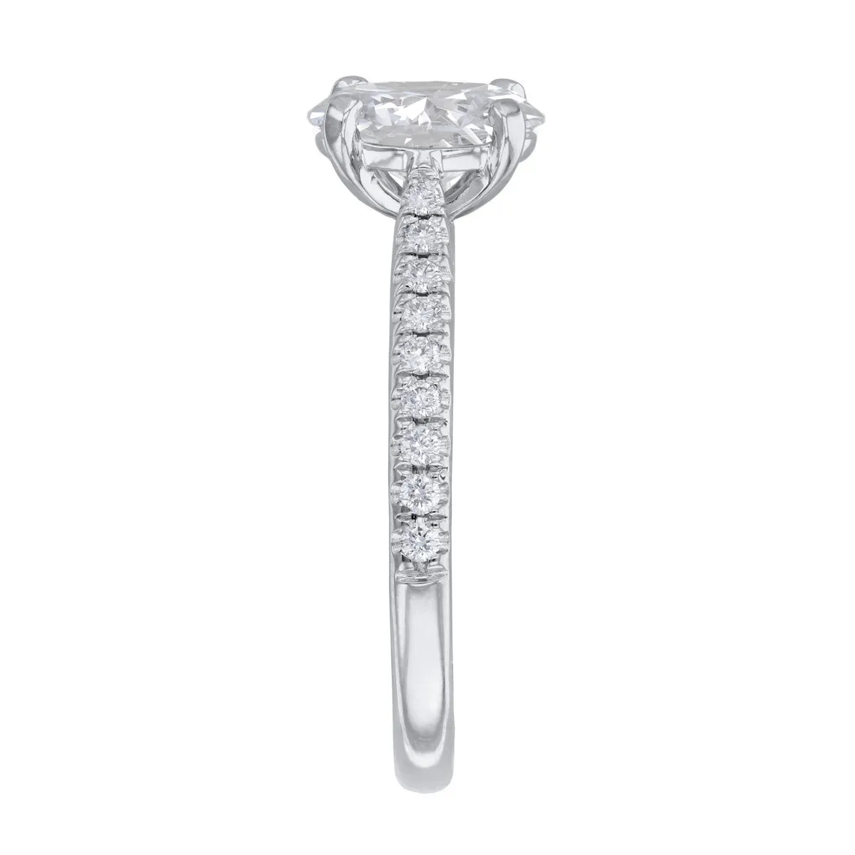 0.75ct Ophelia Shoulder Set Oval Cut Diamond Solitaire Engagement Ring | 18ct White Gold