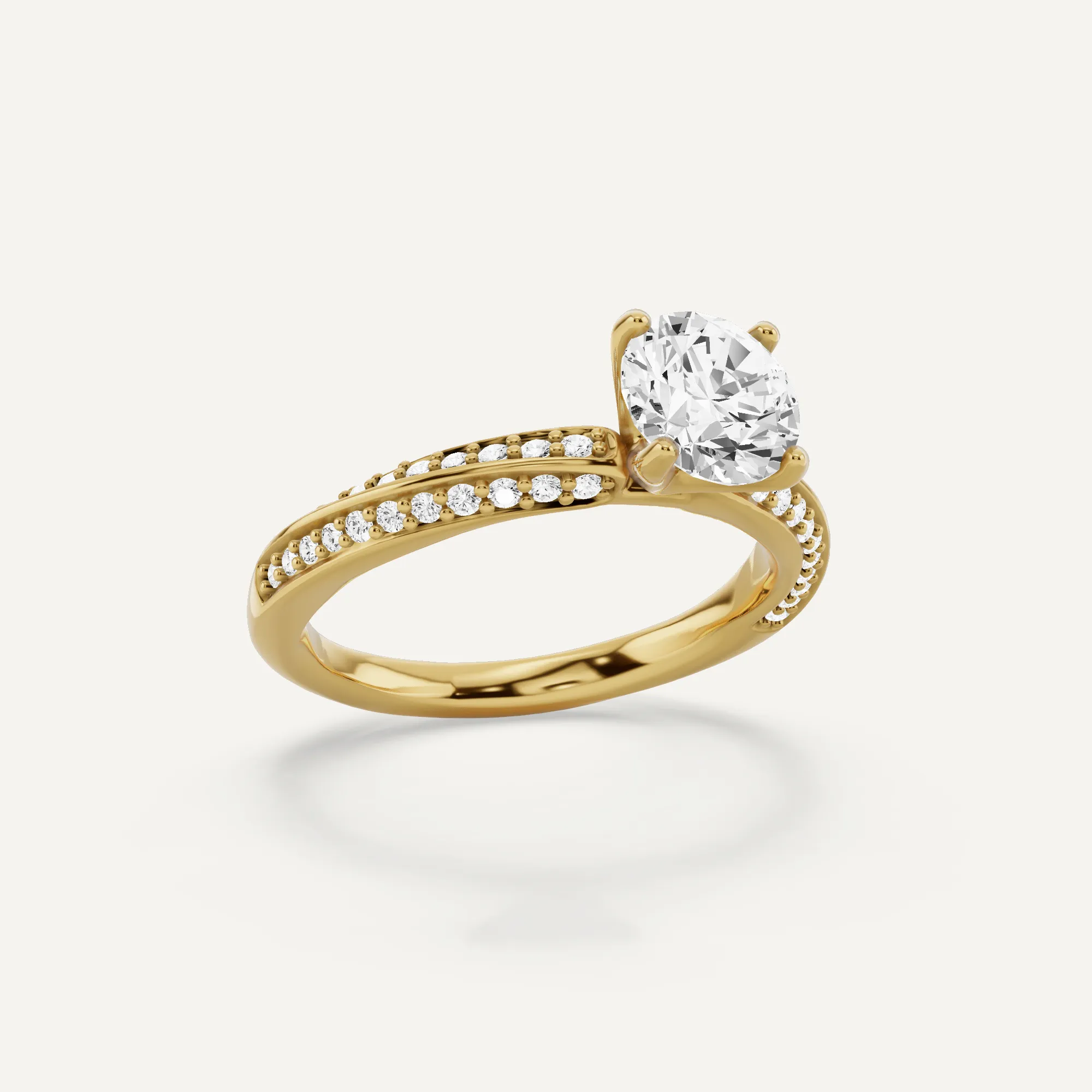 1 1/4 ctw Round Diamond Spiral Twist Side Stone Engagement Ring