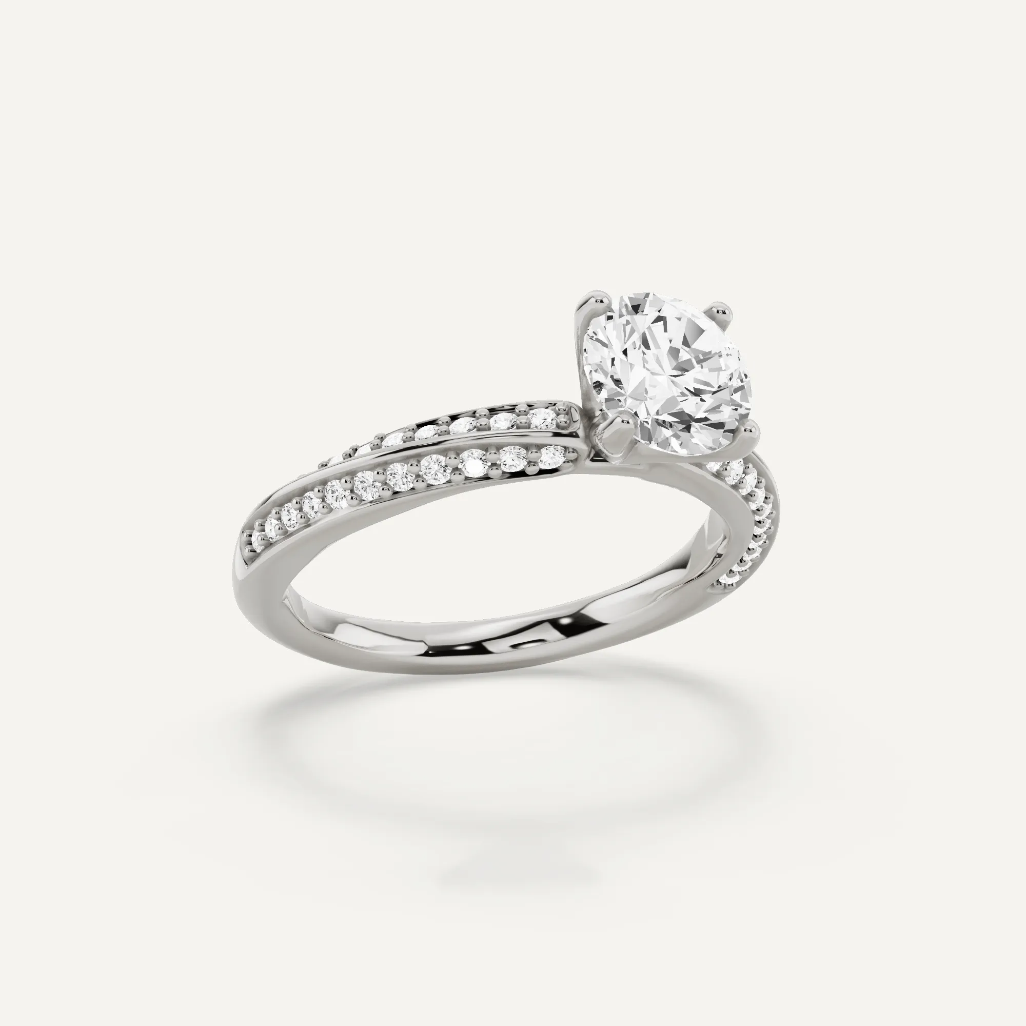 1 1/4 ctw Round Diamond Spiral Twist Side Stone Engagement Ring