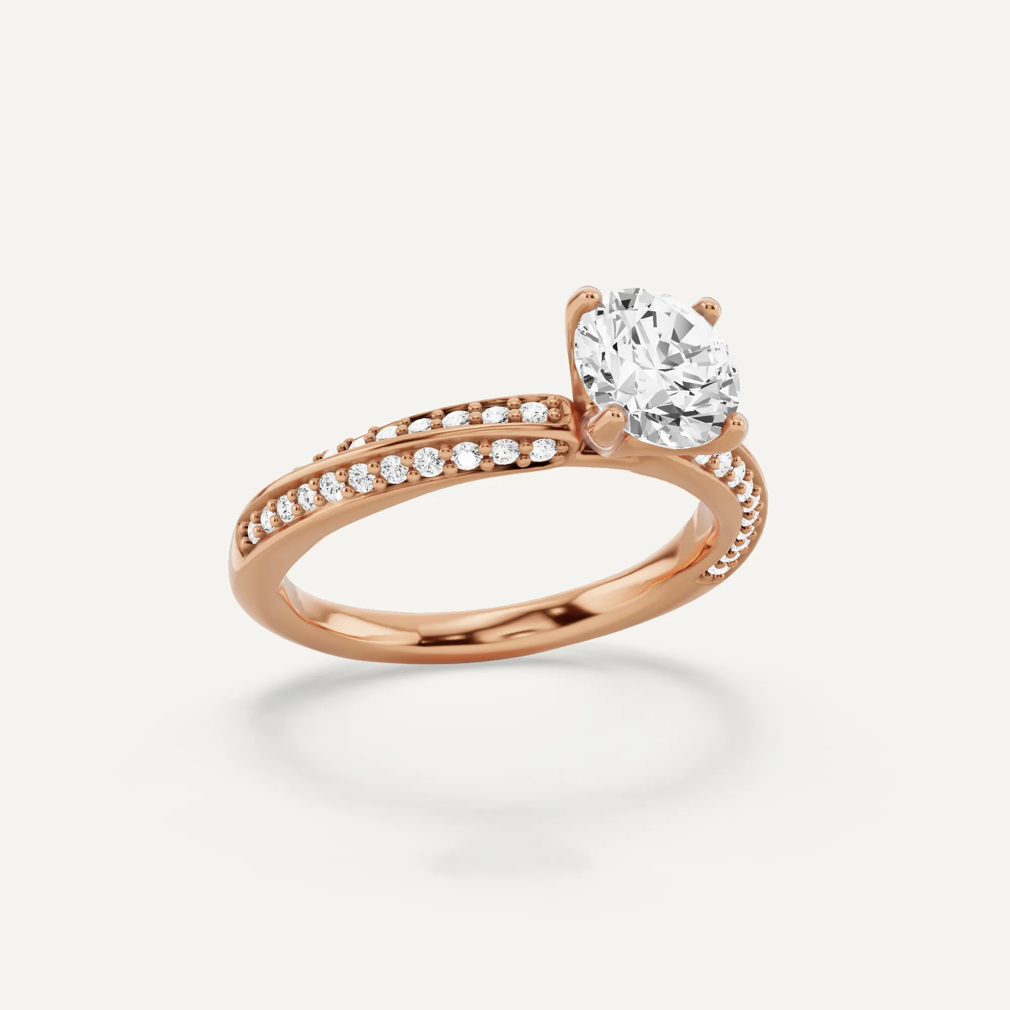 1 1/4 ctw Round Diamond Spiral Twist Side Stone Engagement Ring