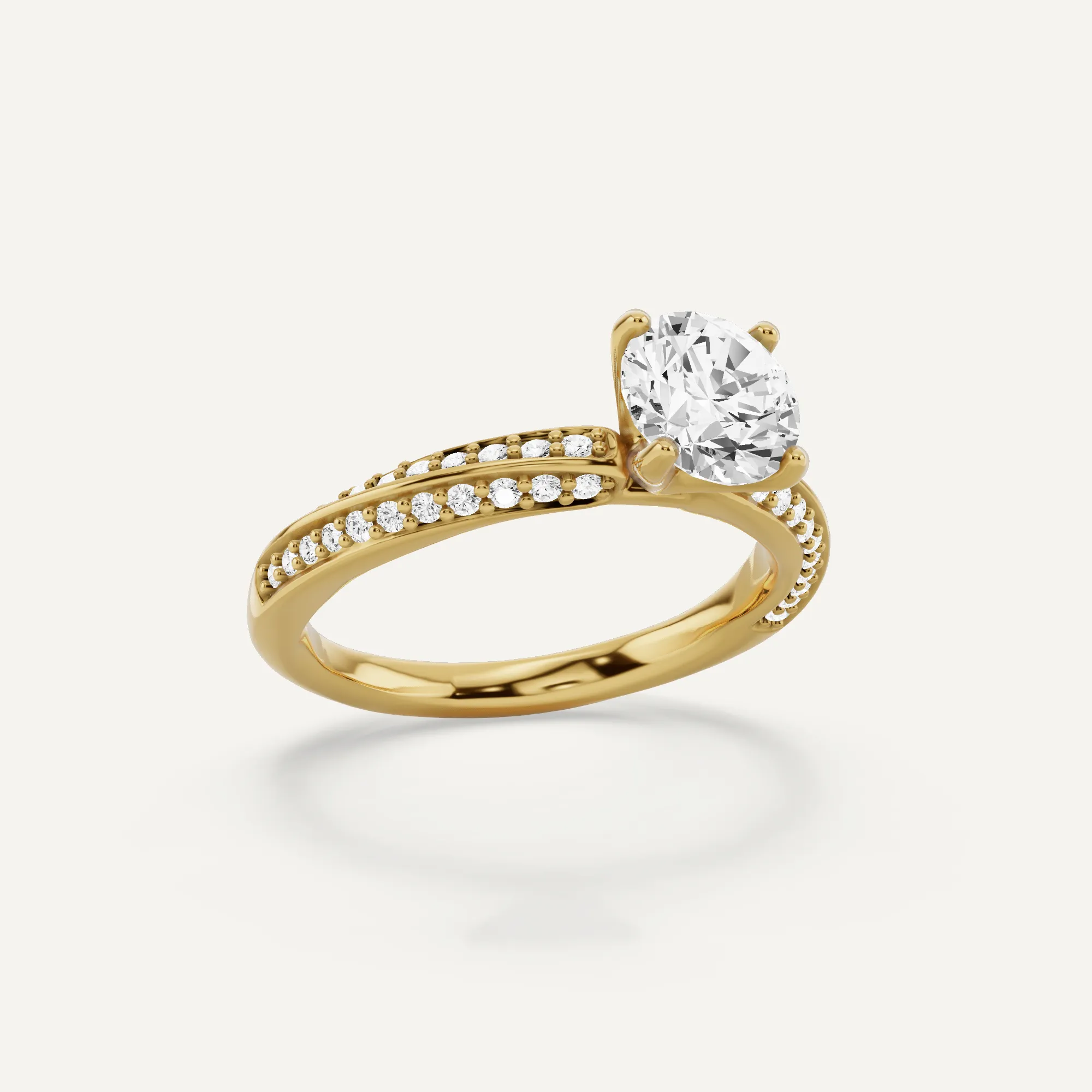 1 1/4 ctw Round Diamond Spiral Twist Side Stone Engagement Ring