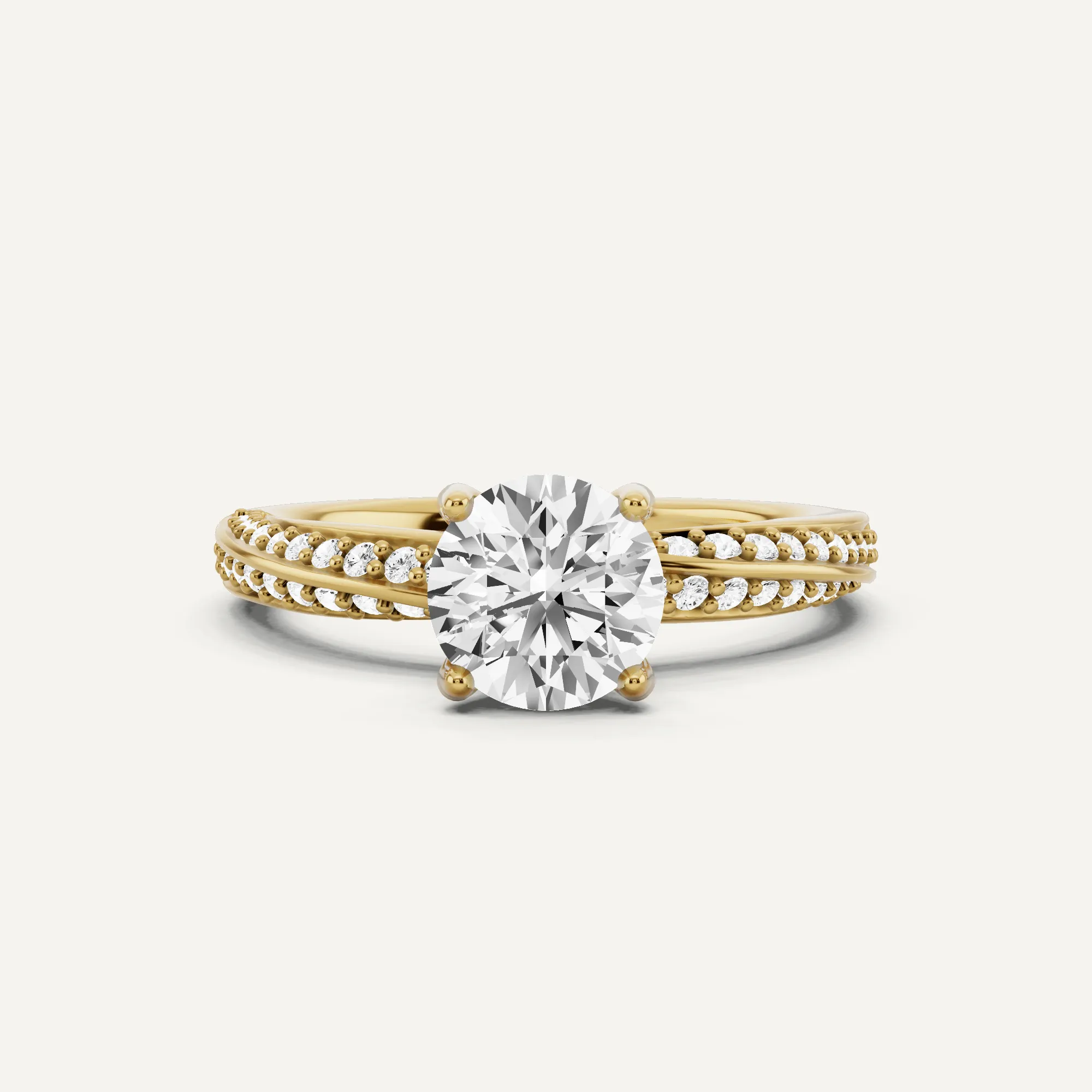 1 1/4 ctw Round Diamond Spiral Twist Side Stone Engagement Ring