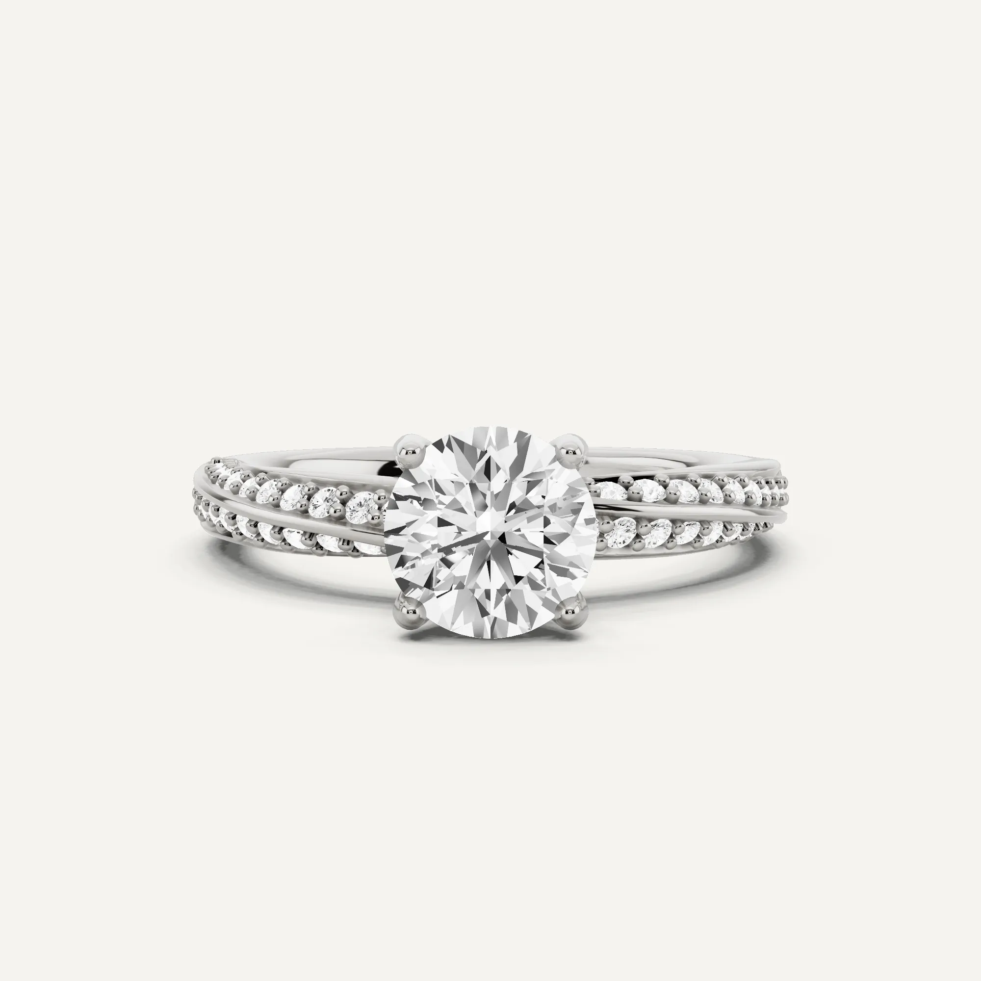 1 1/4 ctw Round Diamond Spiral Twist Side Stone Engagement Ring