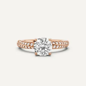 1 1/4 ctw Round Diamond Spiral Twist Side Stone Engagement Ring