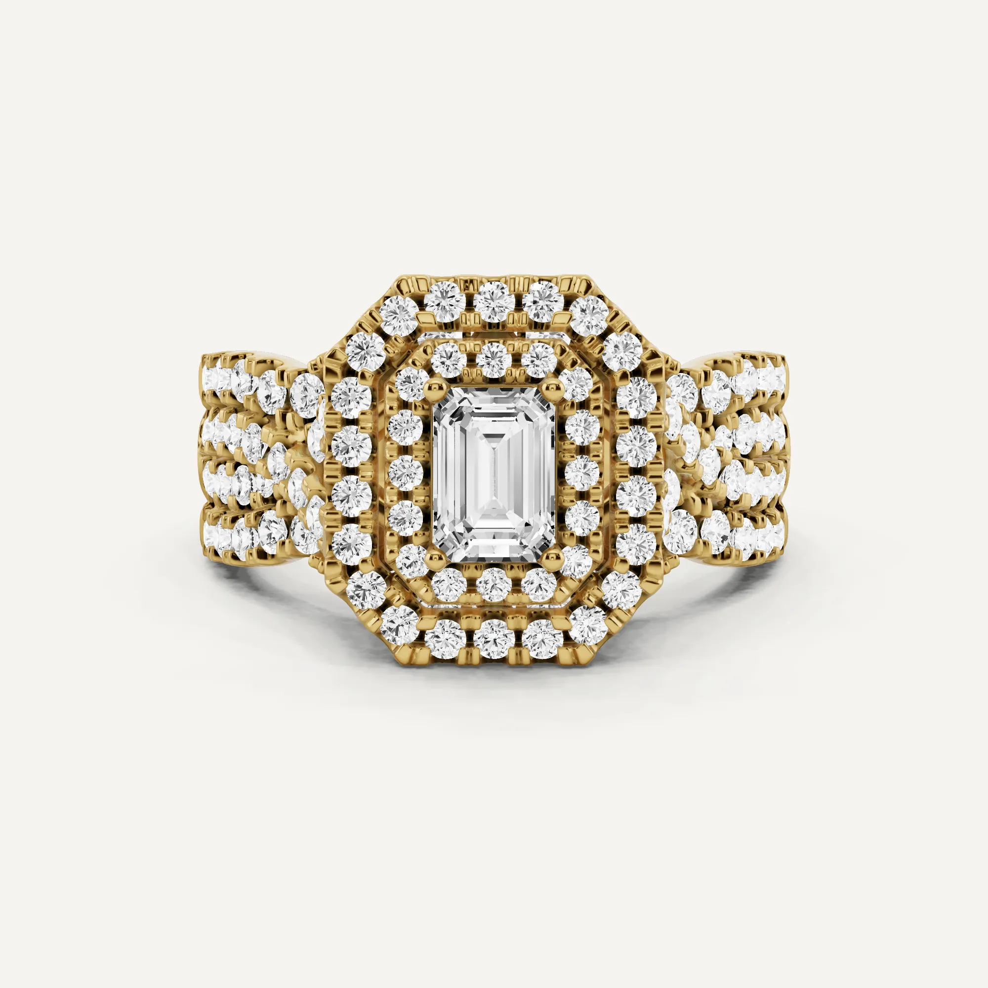 1 5/8 ctw Emerald Diamond Double Halo Engagement Ring
