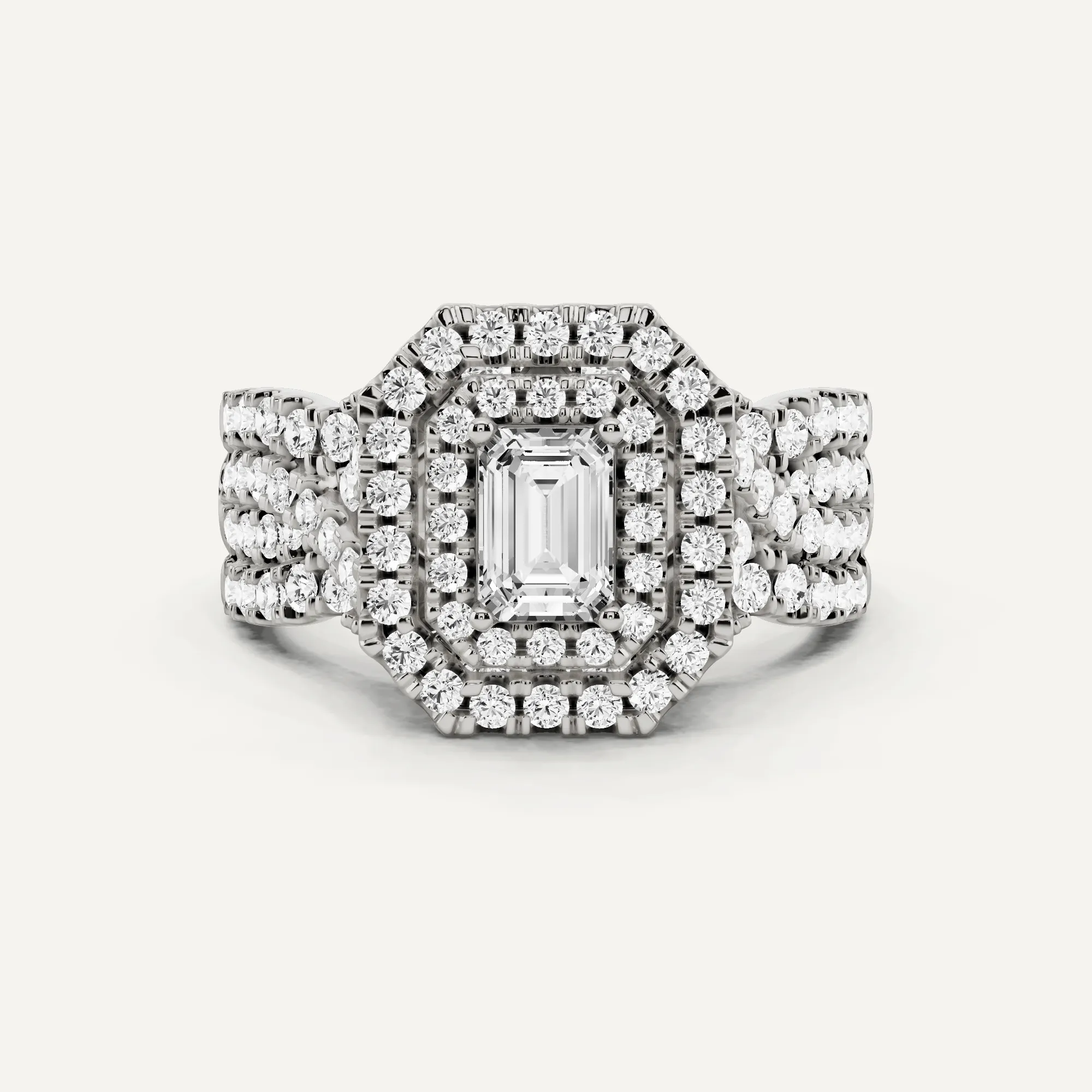 1 5/8 ctw Emerald Diamond Double Halo Engagement Ring