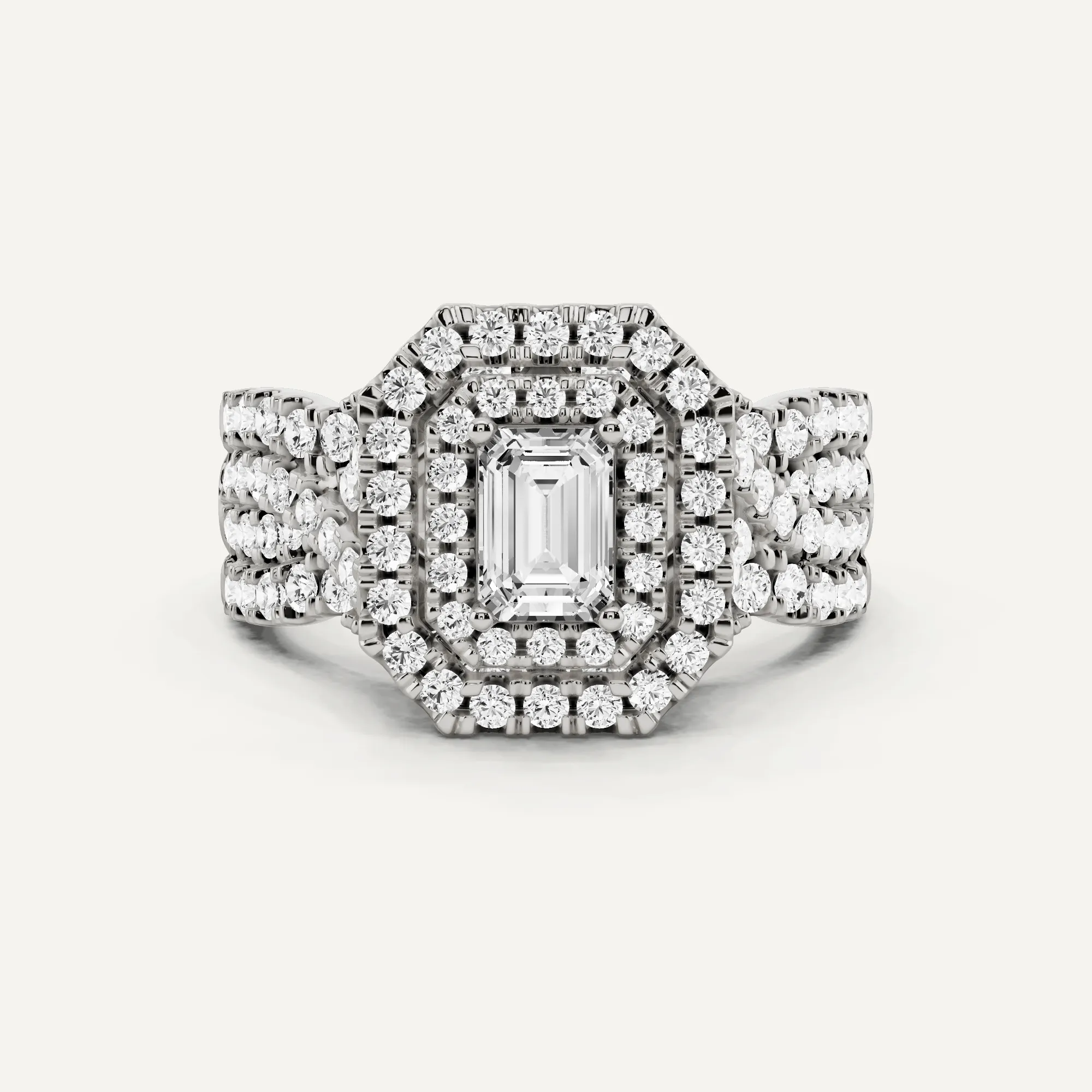 1 5/8 ctw Emerald Diamond Double Halo Engagement Ring
