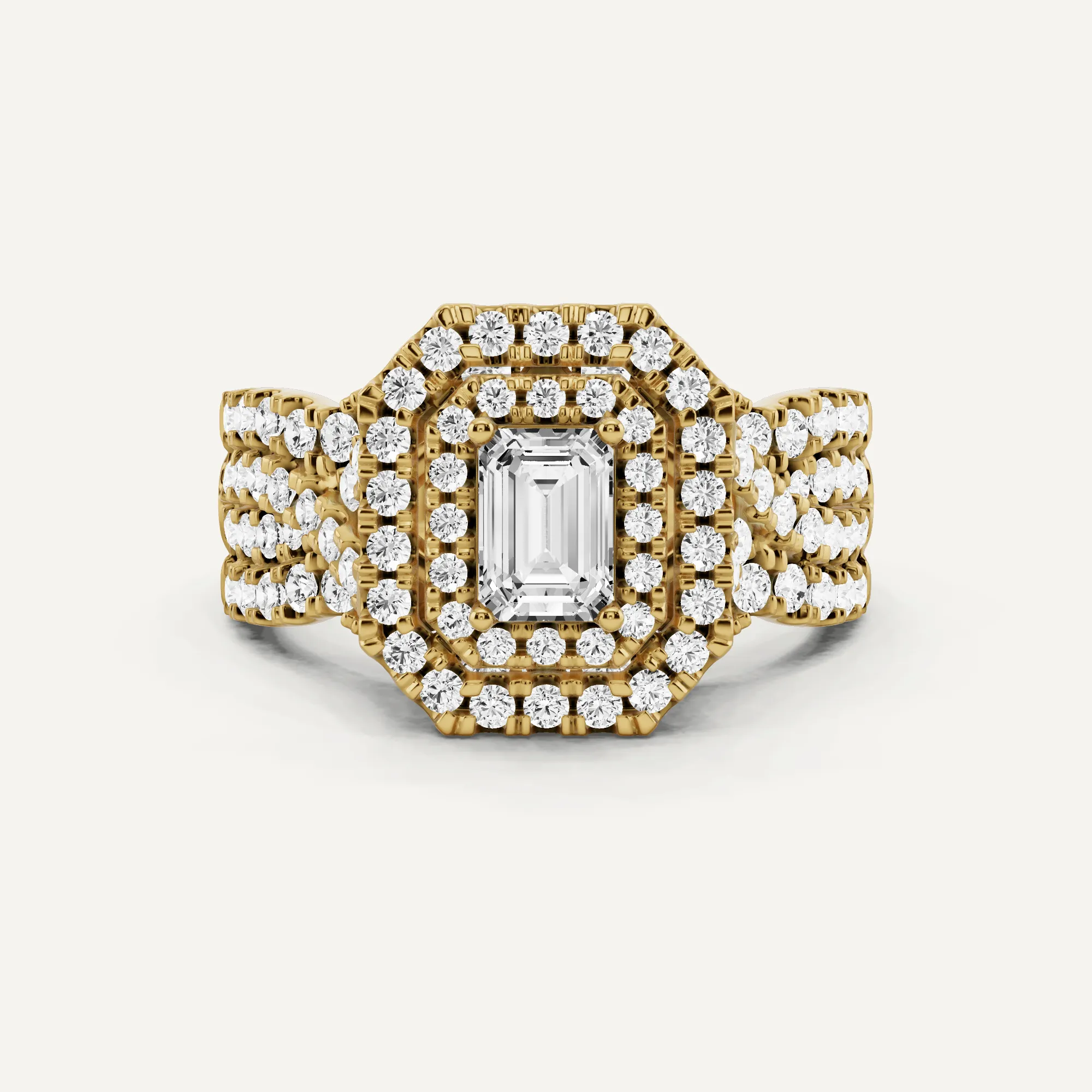 1 5/8 ctw Emerald Diamond Double Halo Engagement Ring