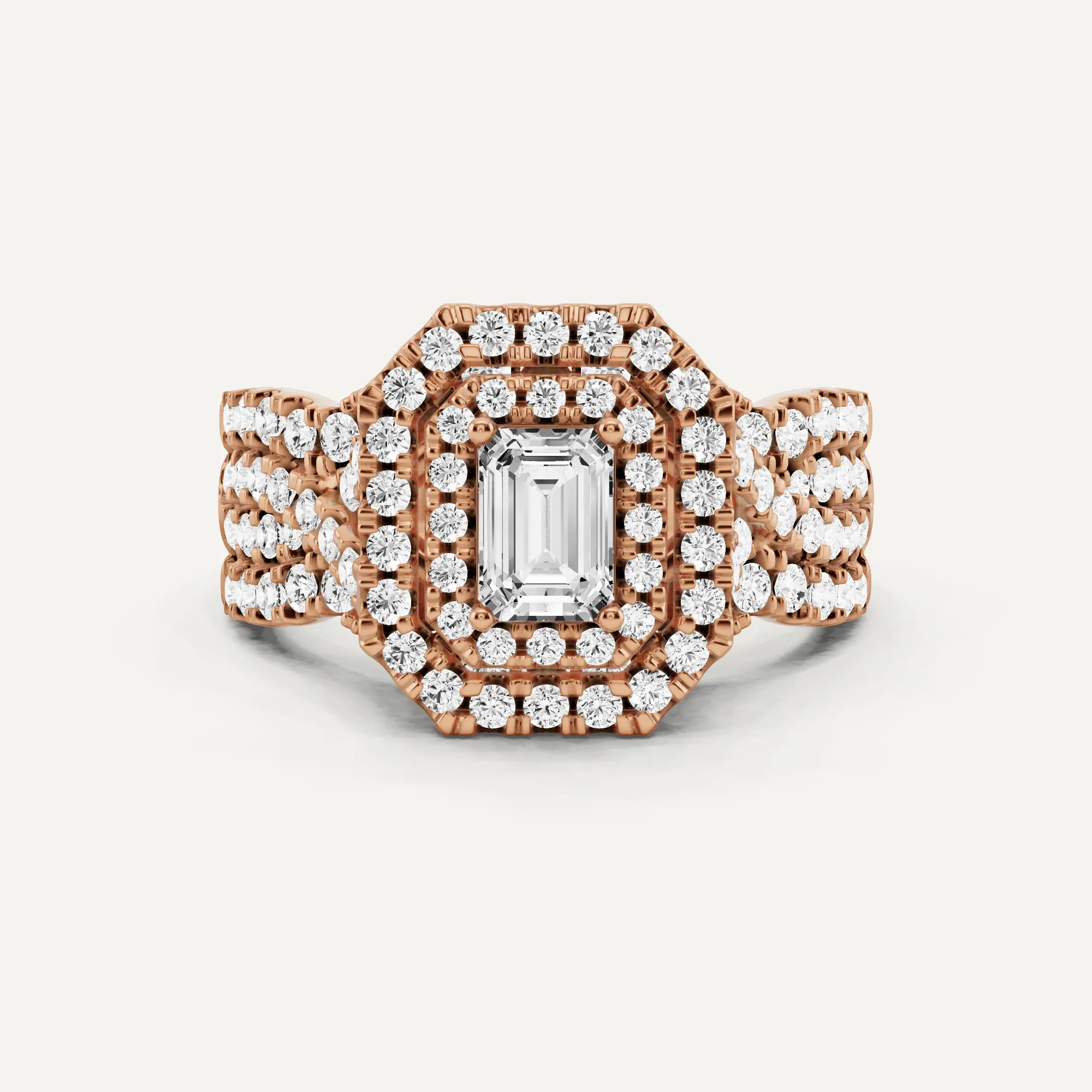 1 5/8 ctw Emerald Diamond Double Halo Engagement Ring