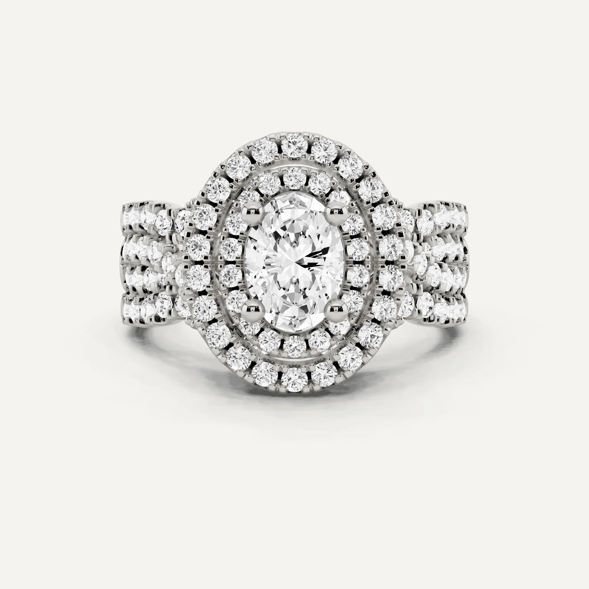 1 7/8 ctw Oval Diamond Double Halo Engagement Ring