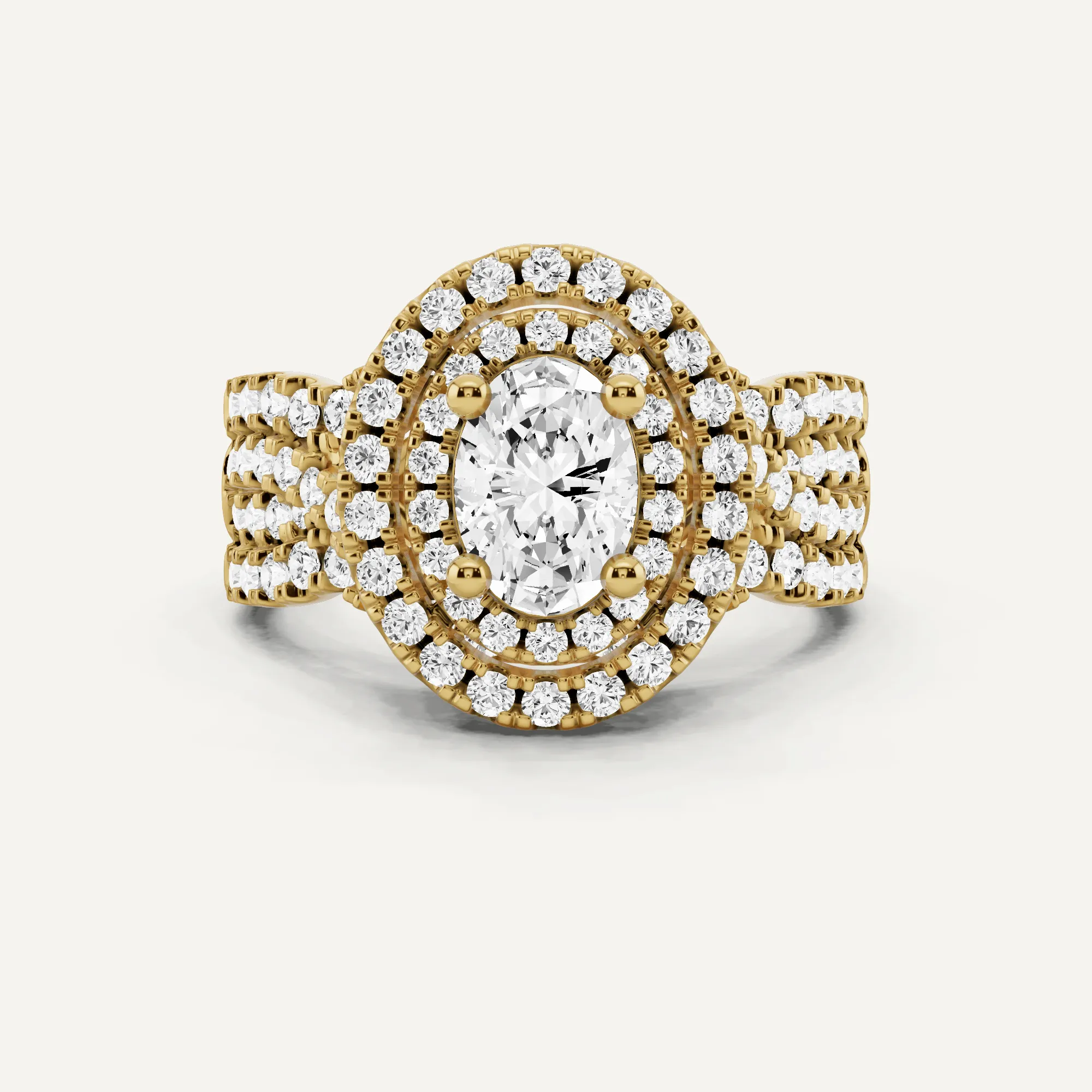1 7/8 ctw Oval Diamond Double Halo Engagement Ring
