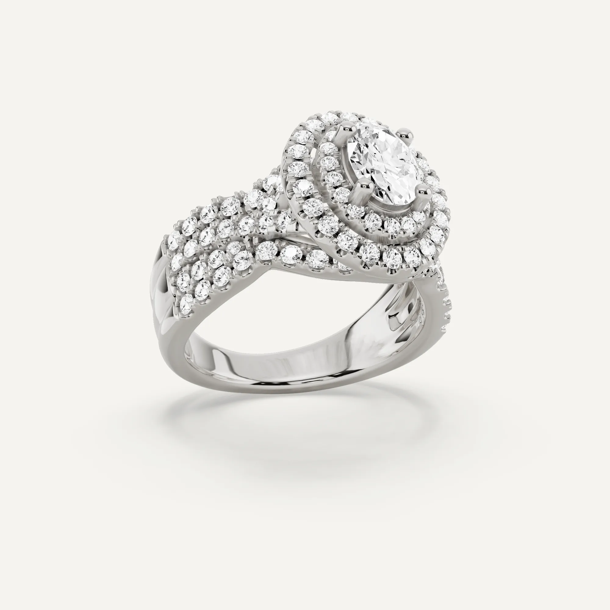 1 7/8 ctw Oval Diamond Double Halo Engagement Ring