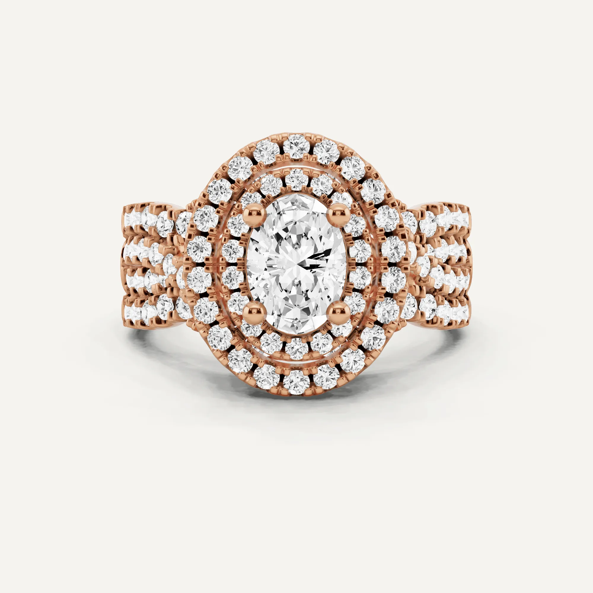 1 7/8 ctw Oval Diamond Double Halo Engagement Ring