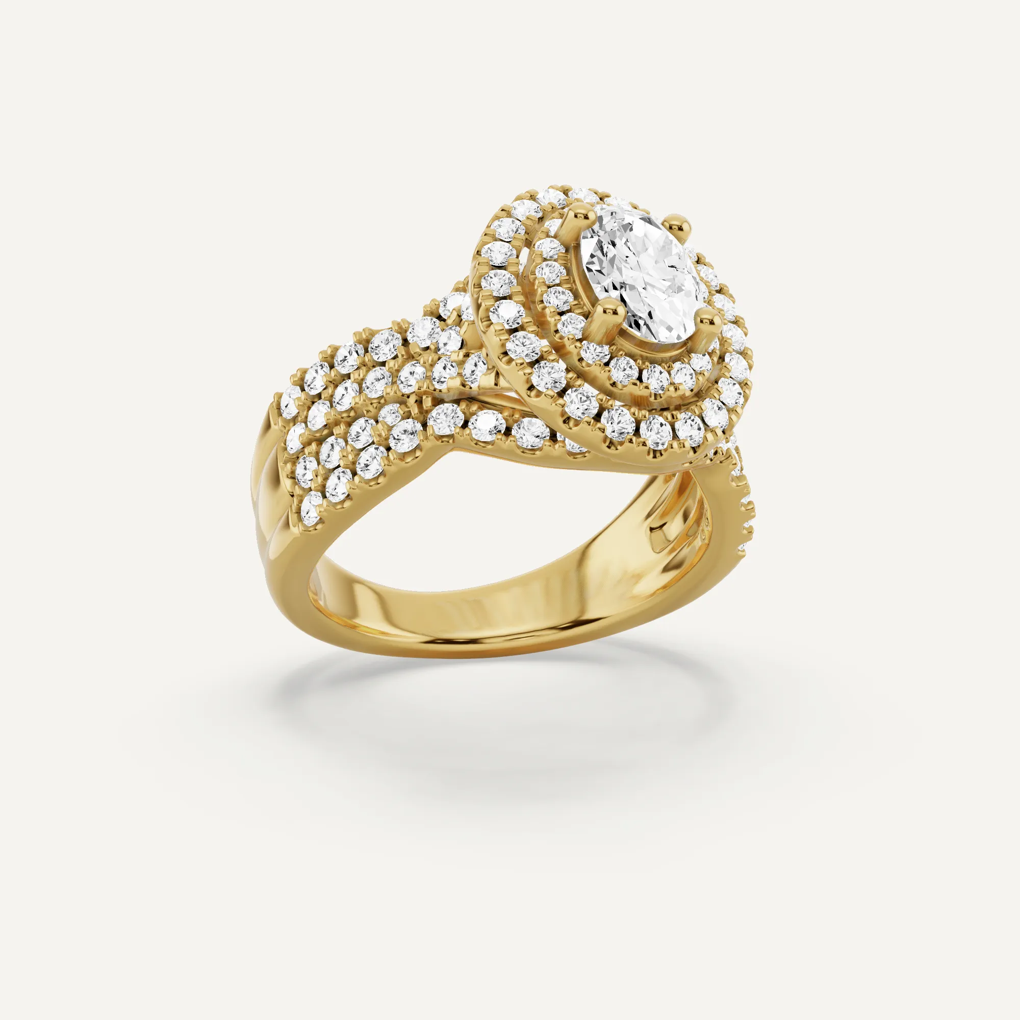 1 7/8 ctw Oval Diamond Double Halo Engagement Ring