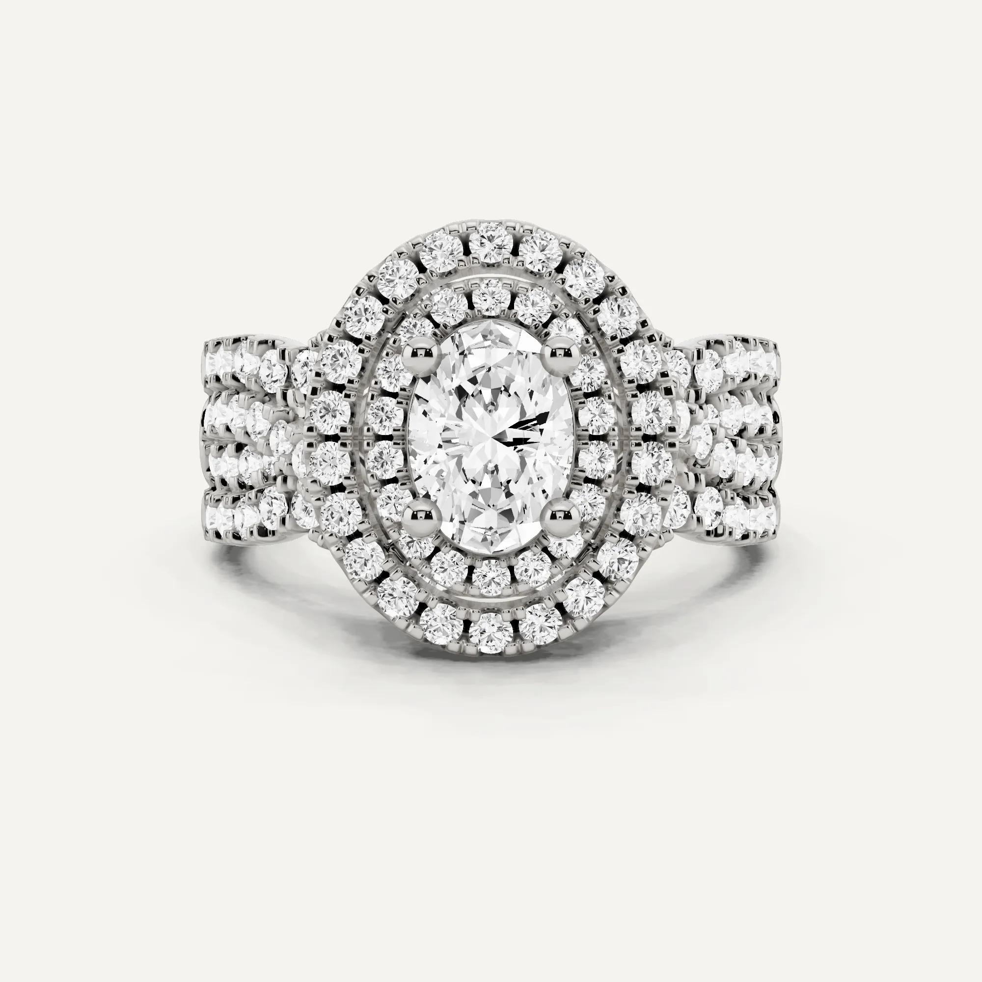 1 7/8 ctw Oval Diamond Double Halo Engagement Ring