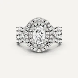 1 7/8 ctw Oval Diamond Double Halo Engagement Ring