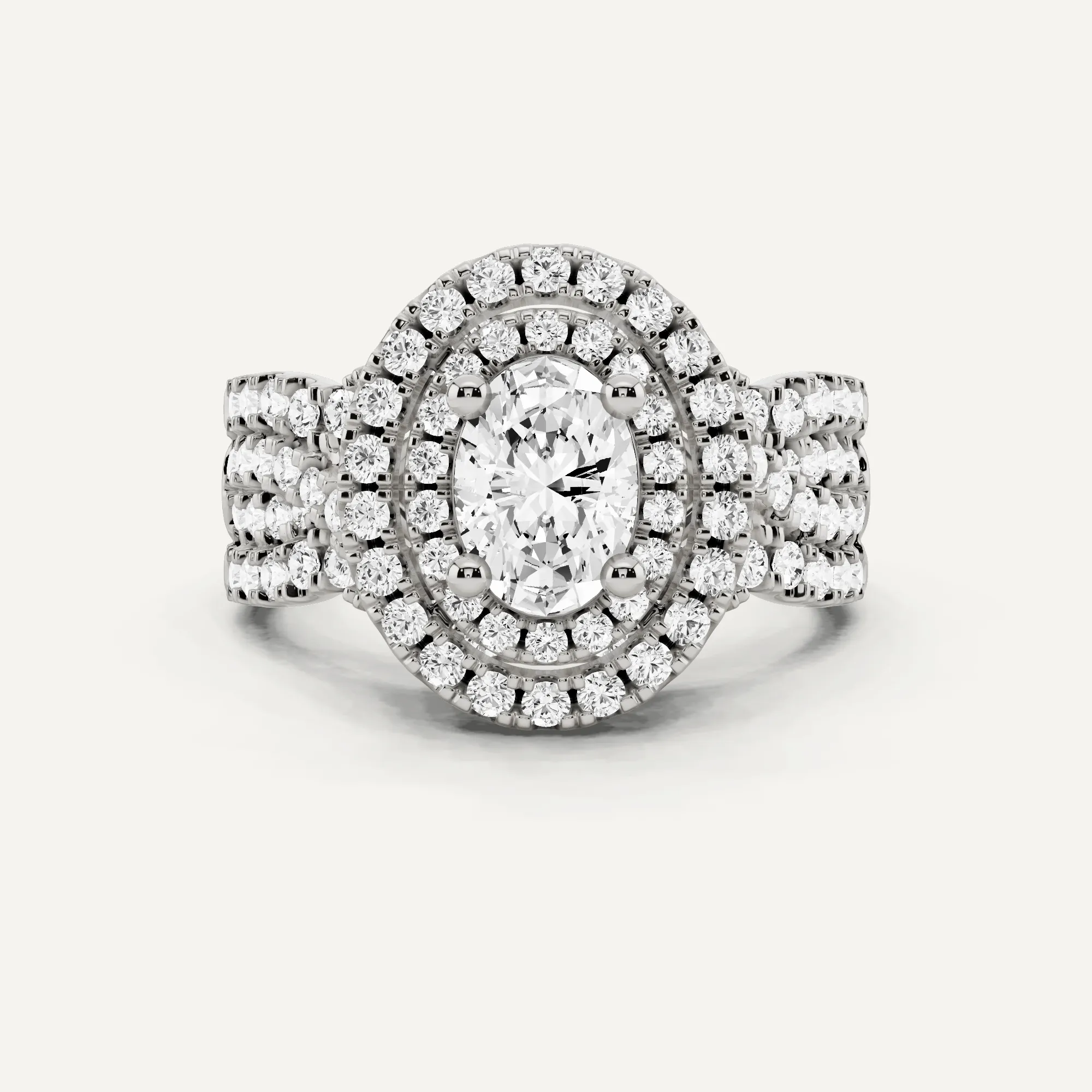 1 7/8 ctw Oval Diamond Double Halo Engagement Ring