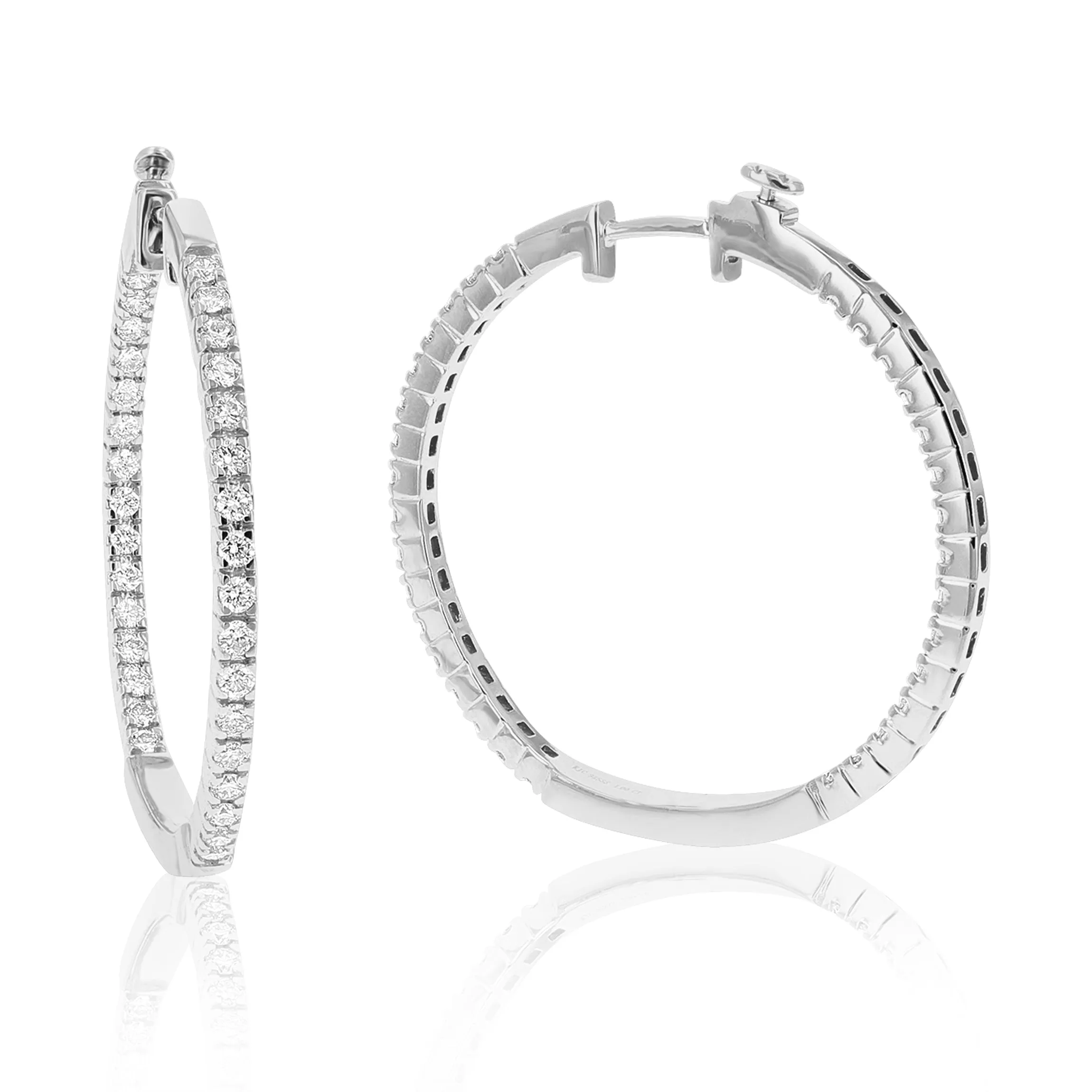 1 cttw Lab Grown Diamond Oval Hoop Earring Sterling Silver