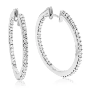 1 cttw Lab Grown Diamond Oval Hoop Earring Sterling Silver