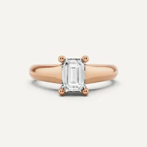 1 ctw Emerald Diamond Wide Shank Trellis Solitaire Engagement Ring
