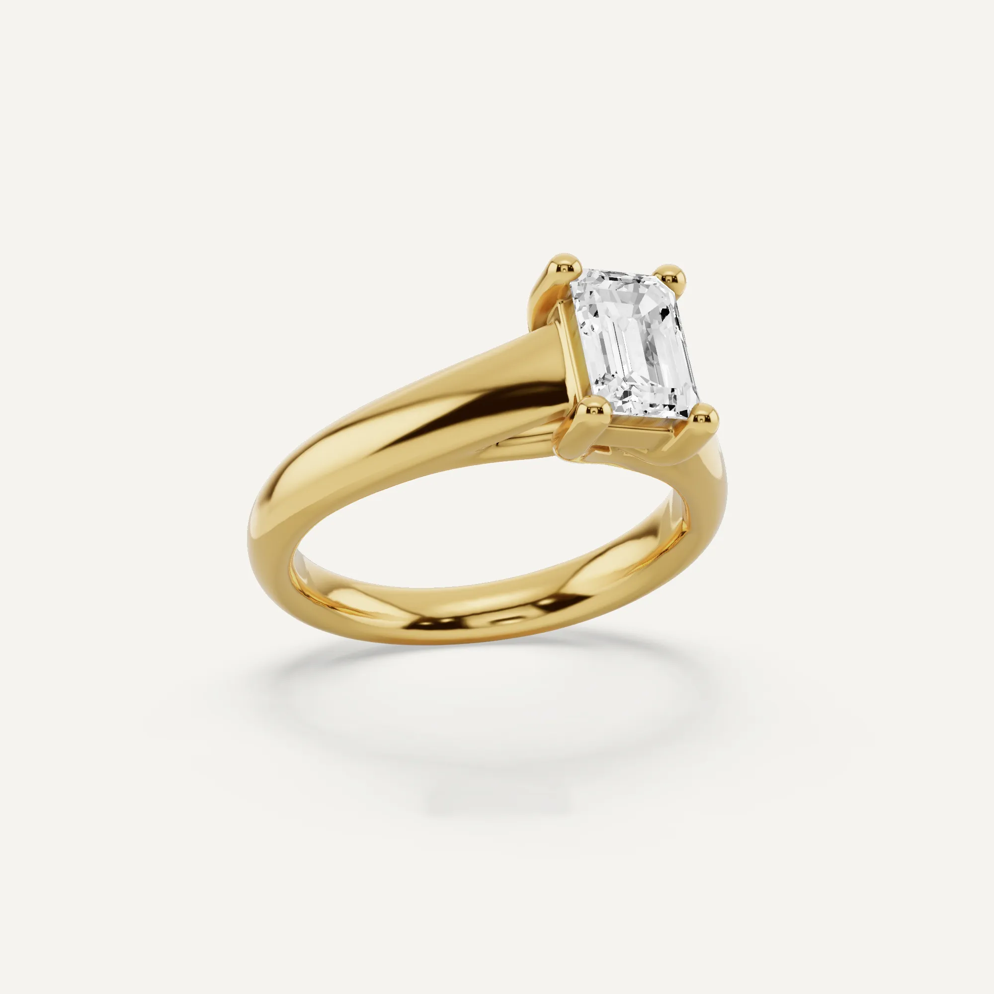 1 ctw Emerald Diamond Wide Shank Trellis Solitaire Engagement Ring