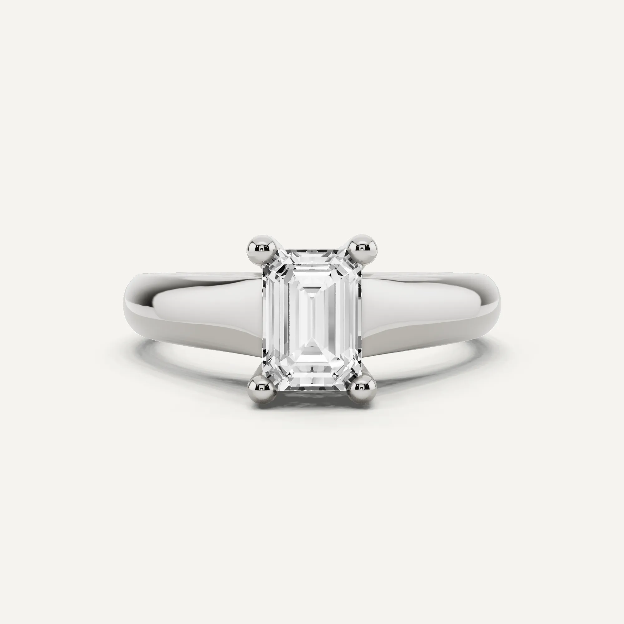 1 ctw Emerald Diamond Wide Shank Trellis Solitaire Engagement Ring