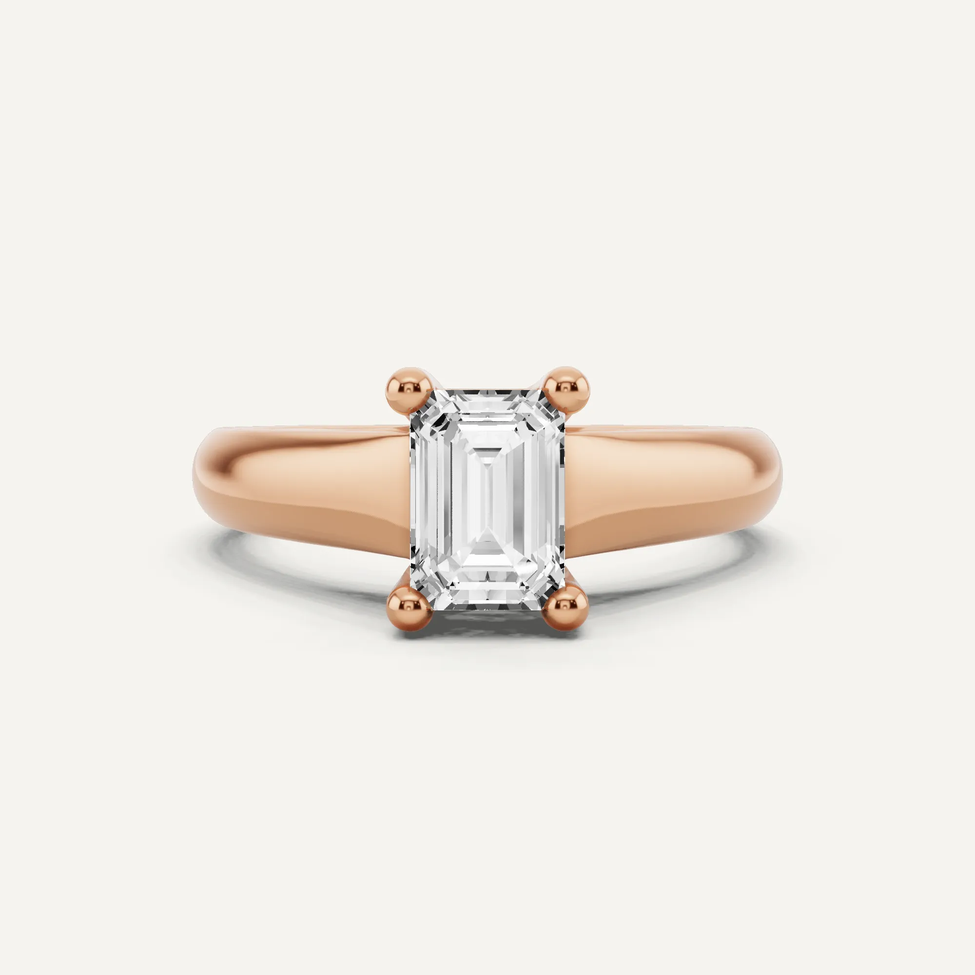 1 ctw Emerald Diamond Wide Shank Trellis Solitaire Engagement Ring