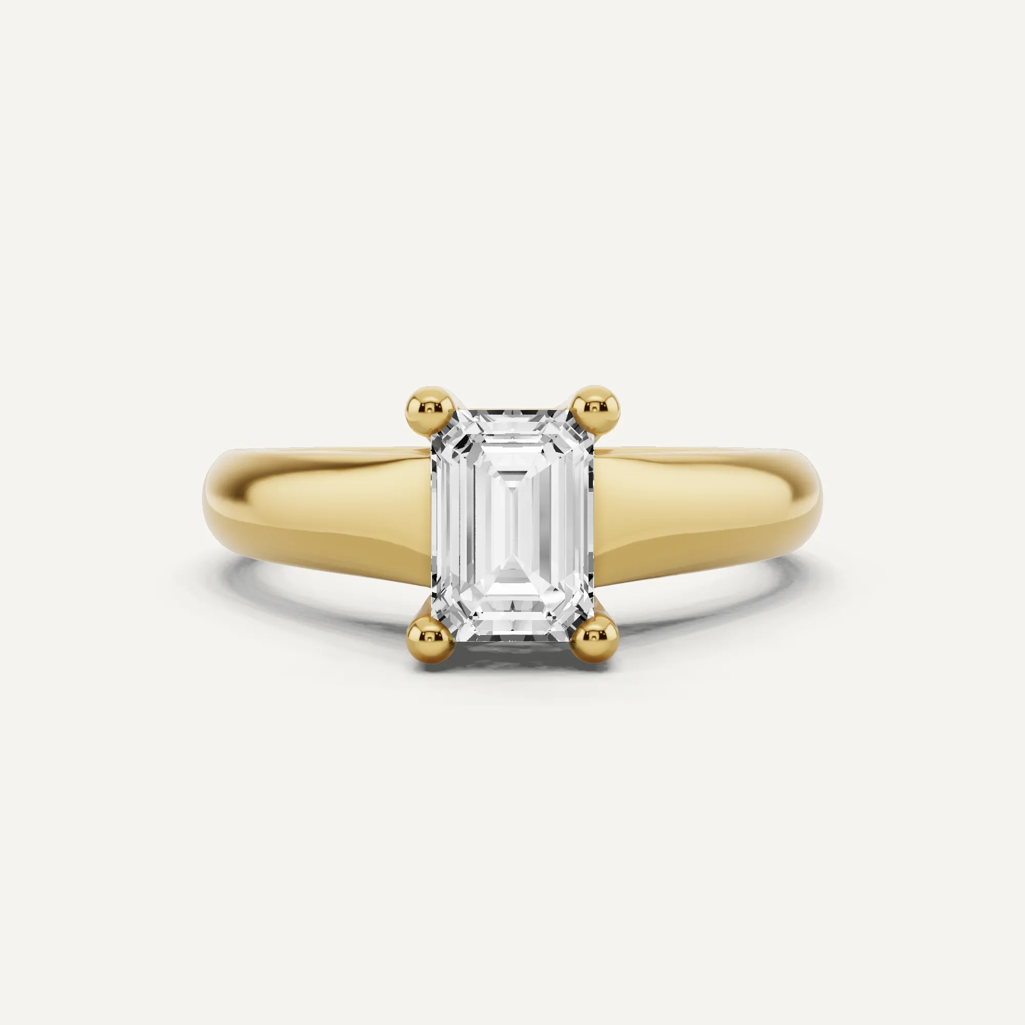 1 ctw Emerald Diamond Wide Shank Trellis Solitaire Engagement Ring