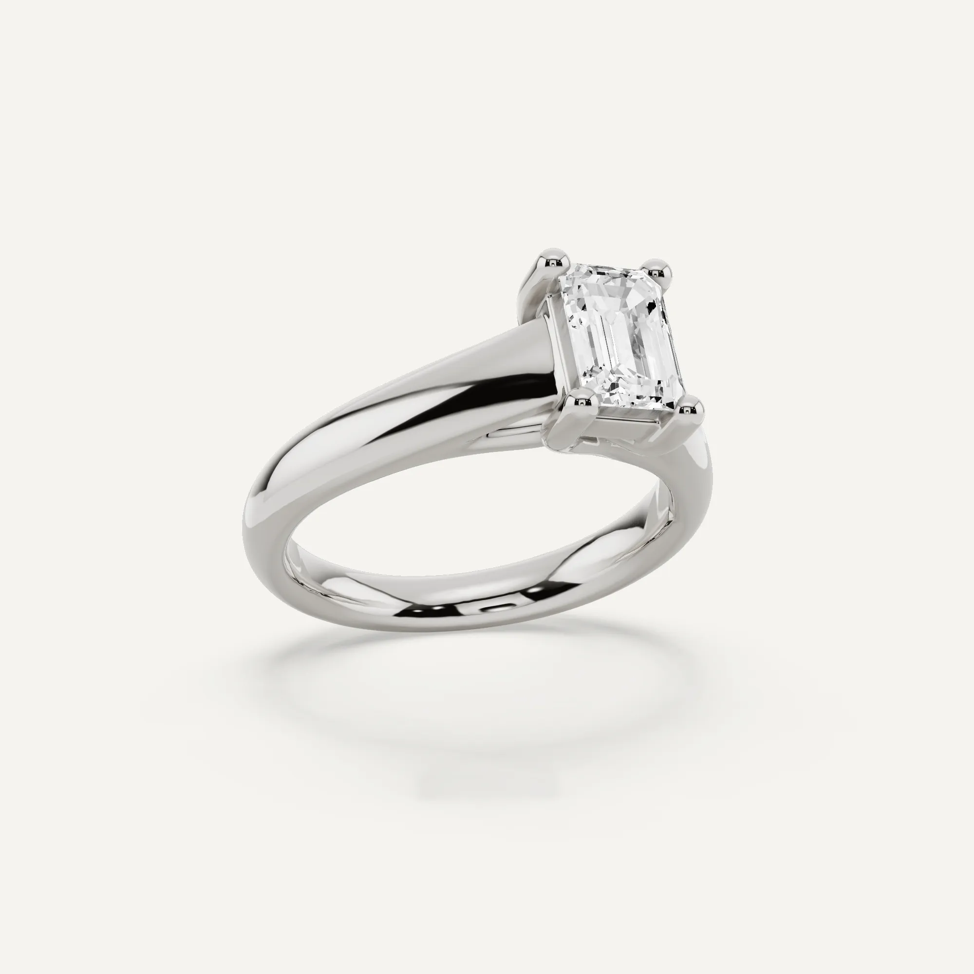 1 ctw Emerald Diamond Wide Shank Trellis Solitaire Engagement Ring
