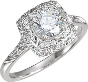 10K White 5.75 mm Round 1 CTW Natural Diamond Engagement Ring