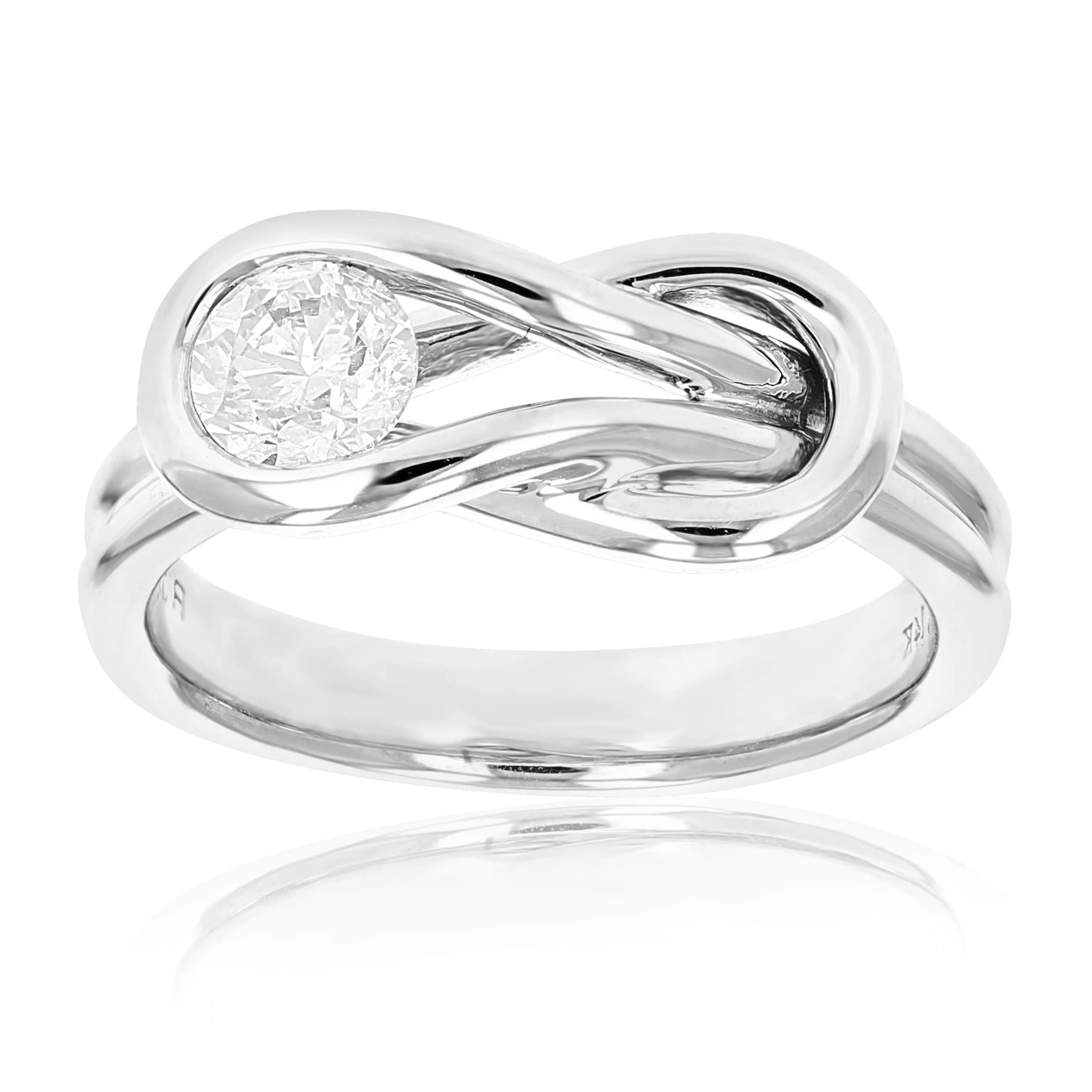 1/2 cttw Diamond Solitaire Knot Ring in 14K White Gold