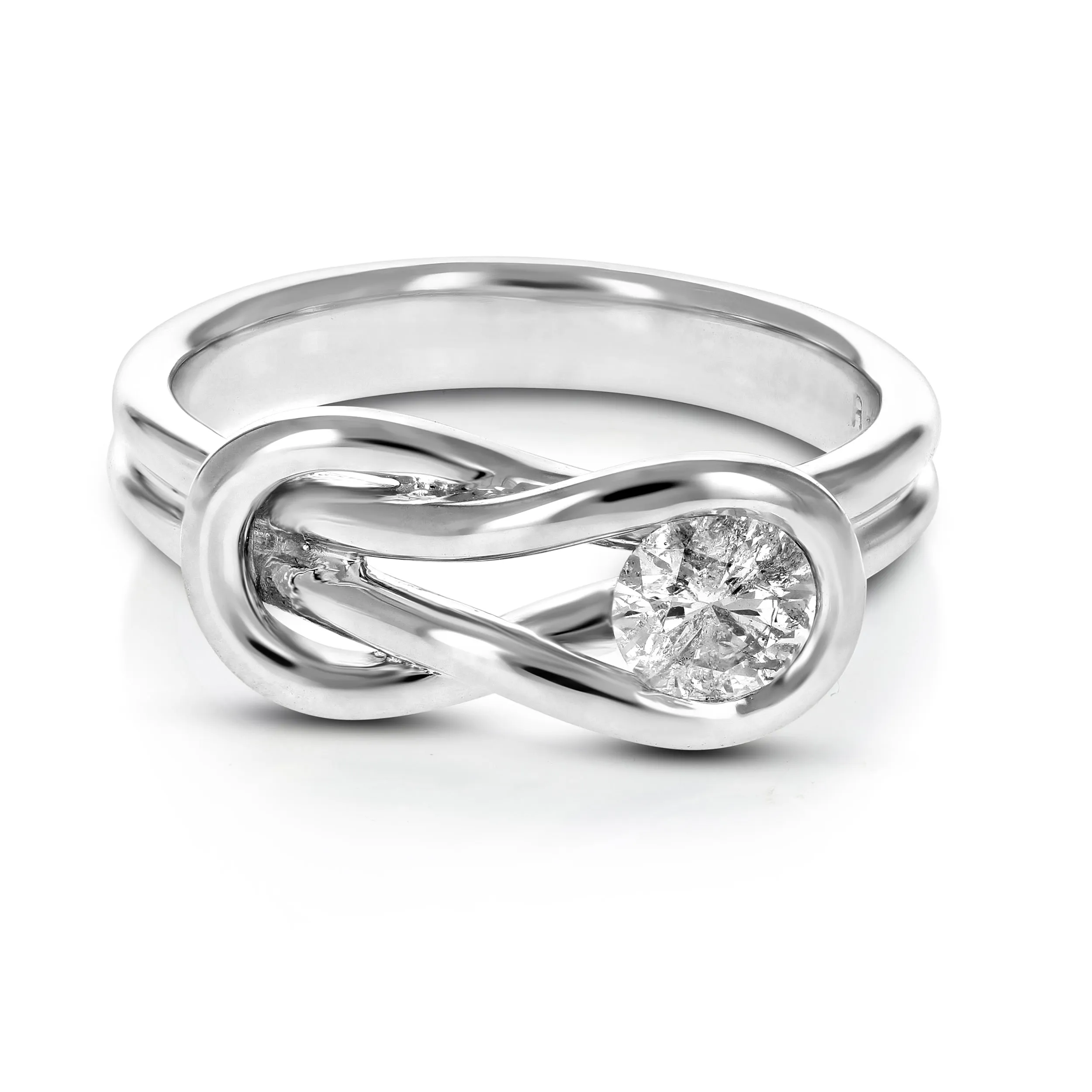 1/2 cttw Diamond Solitaire Knot Ring in 14K White Gold