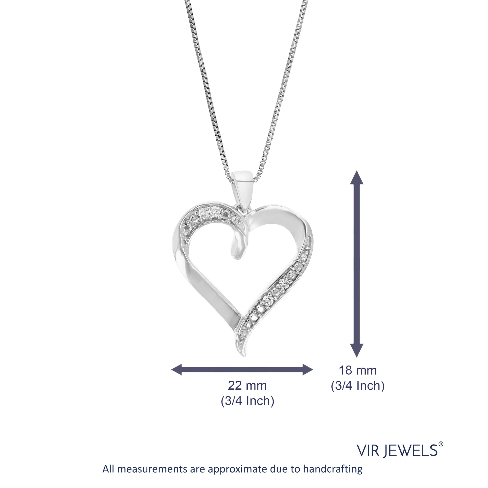 1/20 cttw Lab Grown Diamond Heart Pendant in Sterling Silver