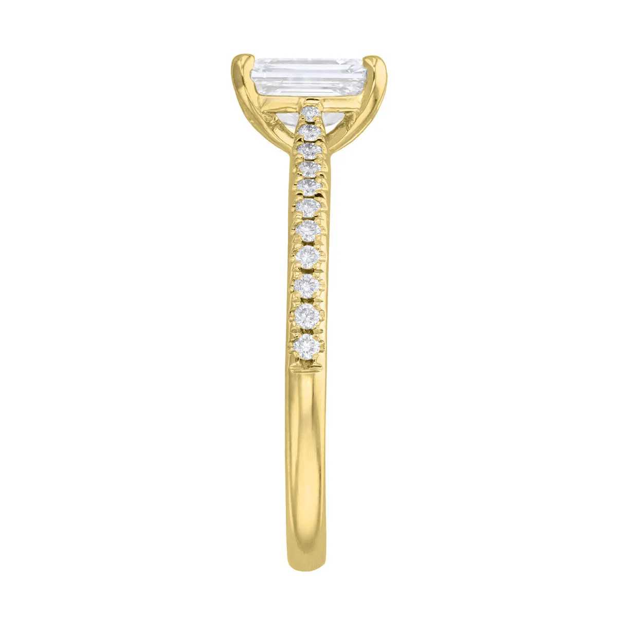 1.20ct Ophelia Shoulder Set Emerald Cut Diamond Solitaire Engagement Ring | 18ct Yellow Gold