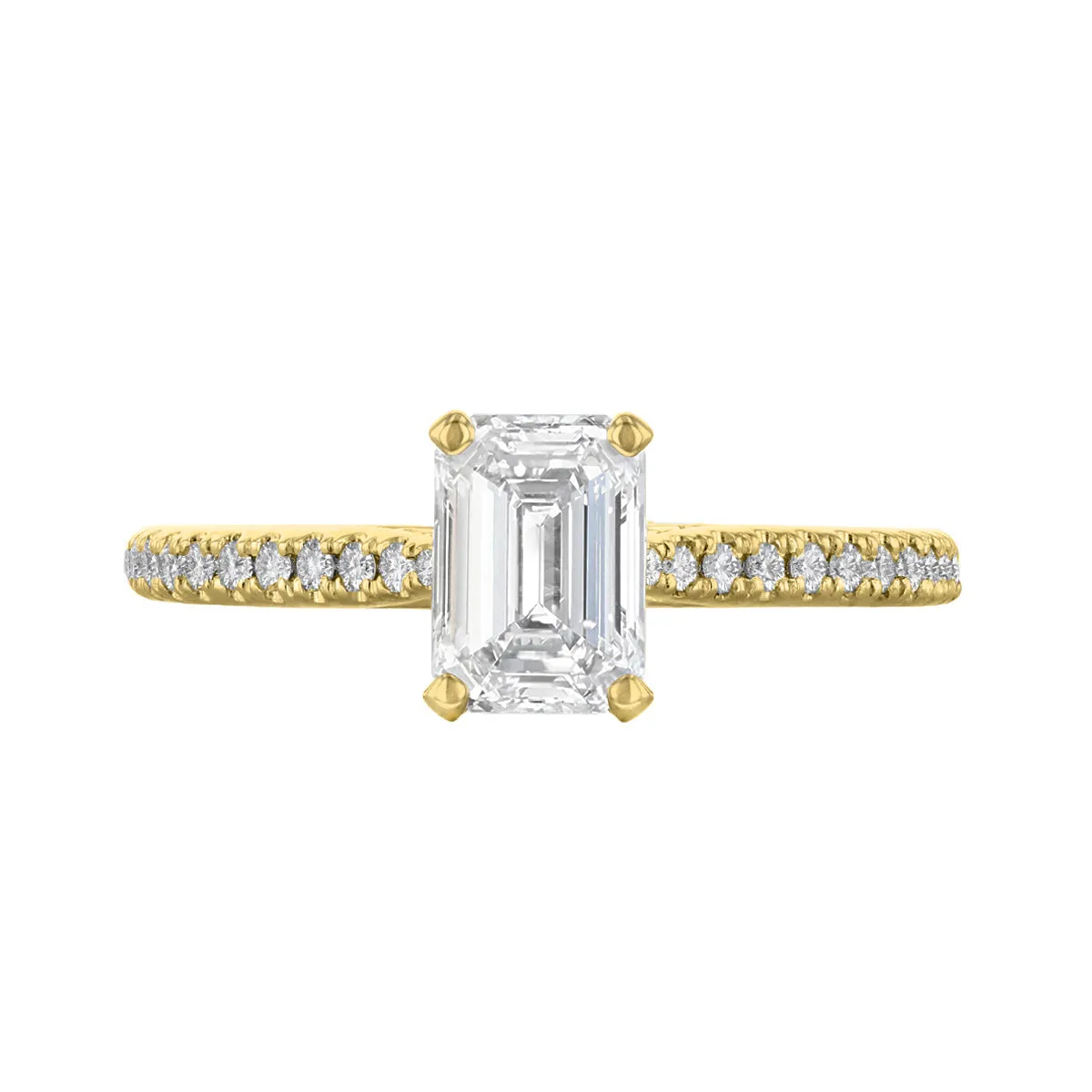 1.20ct Ophelia Shoulder Set Emerald Cut Diamond Solitaire Engagement Ring | 18ct Yellow Gold