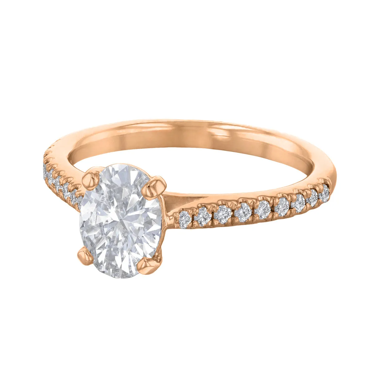 1.20ct Ophelia Shoulder Set Oval Cut Diamond Solitaire Engagement Ring | 18ct Rose Gold